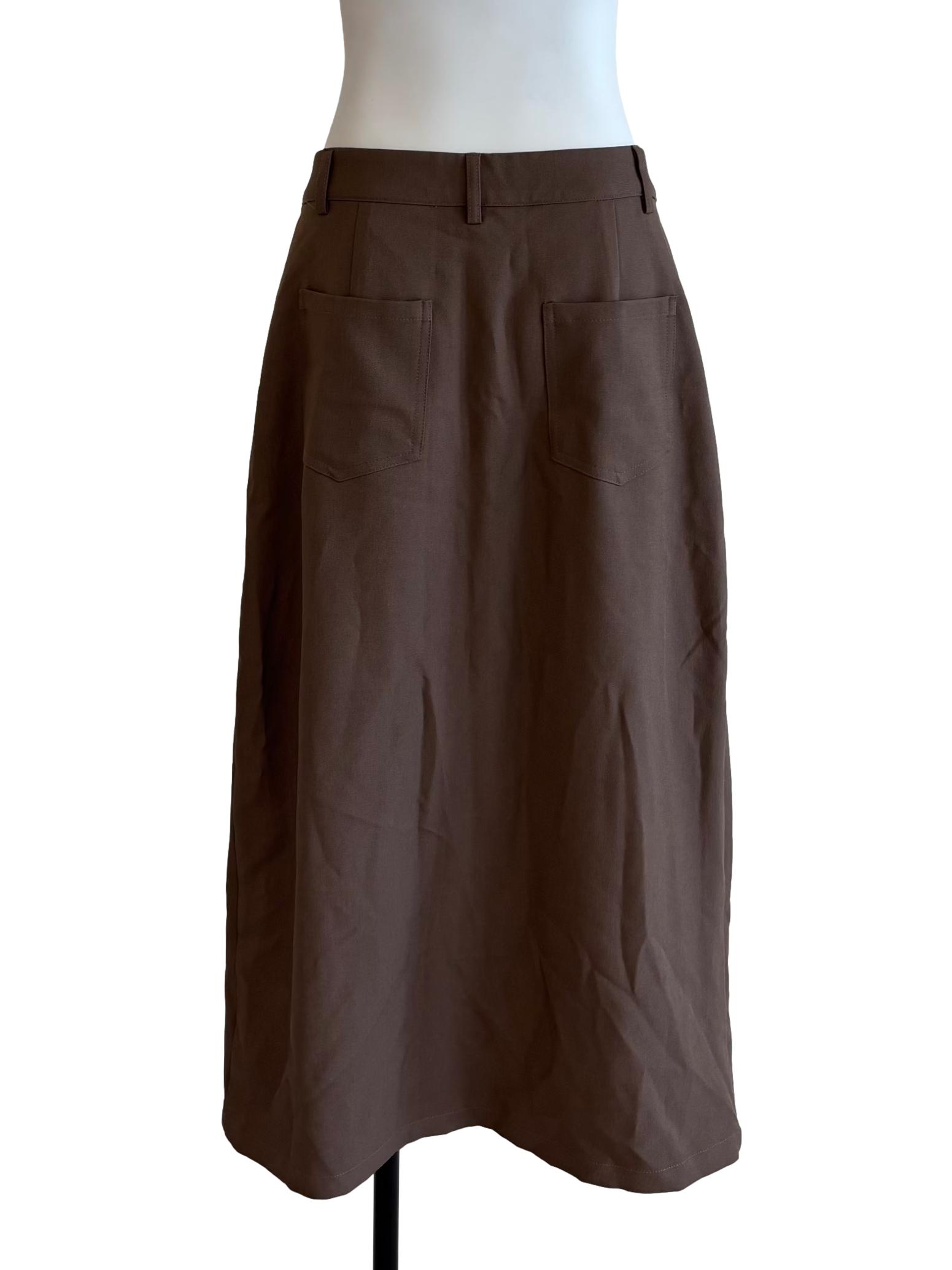 Mocha Brown Front Slit Skirt