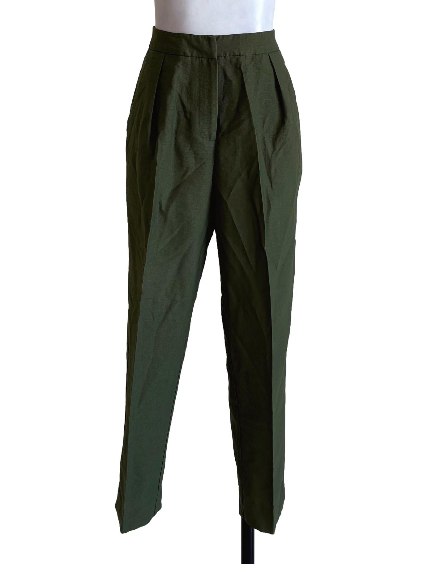 Juniper Green Pleated Pegged Pants LB