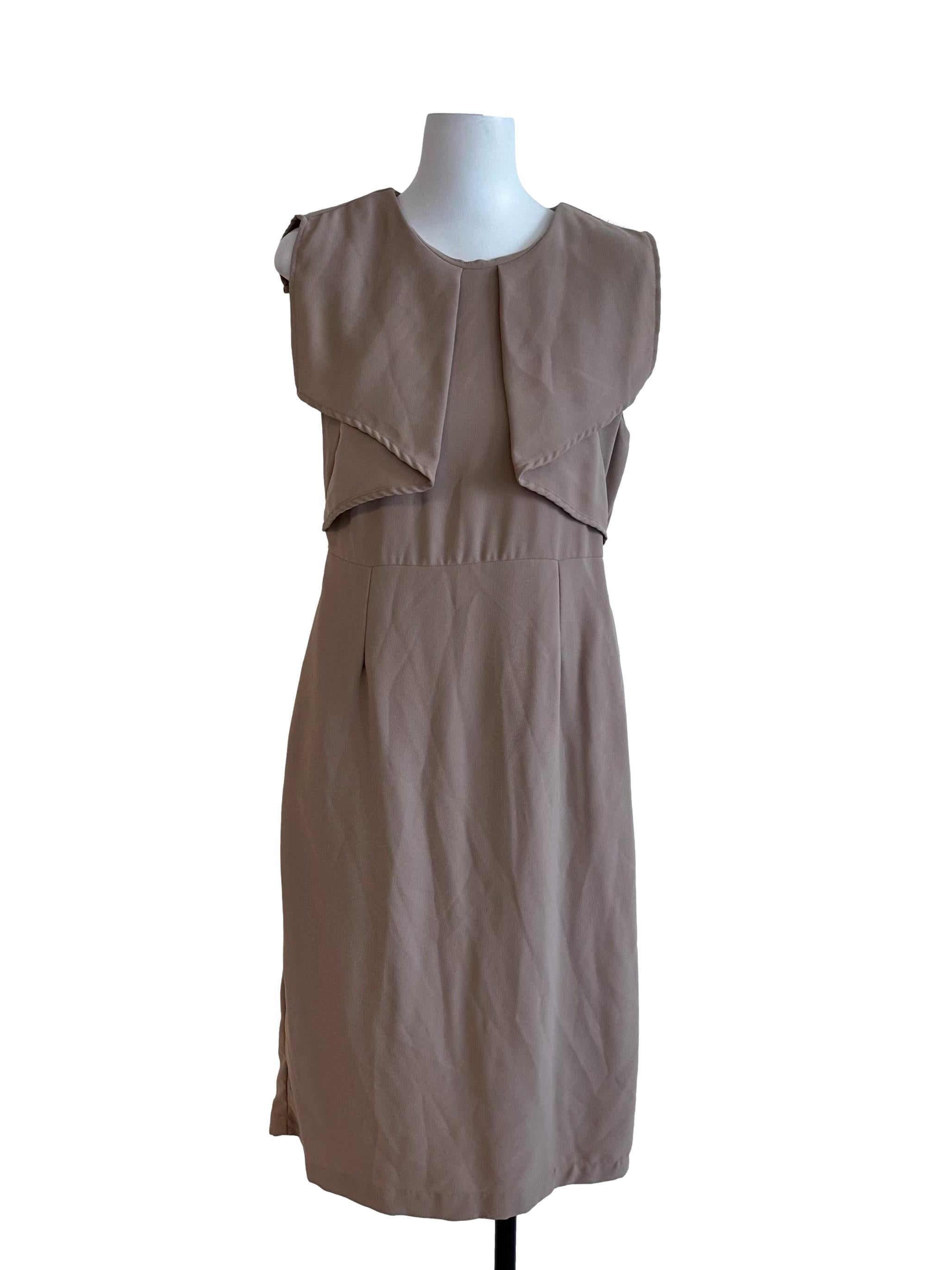 Latte Brown Cape Sheath Dress