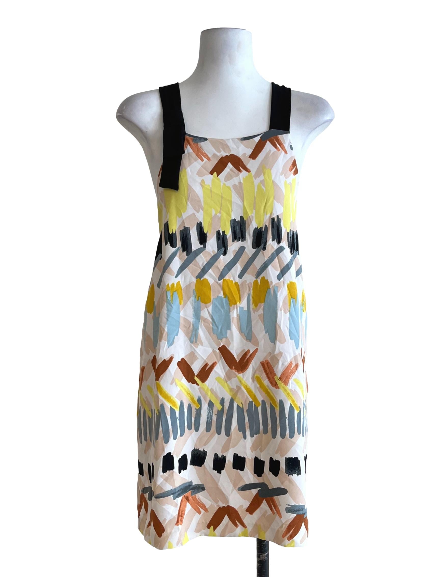 Pearl White Abstract Print Sleeveless Mini Dress