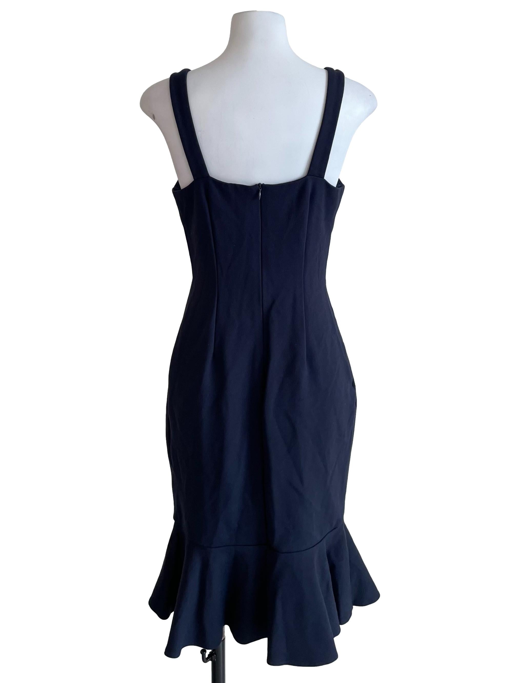 Deep Denim Flounced Bodycon Dress