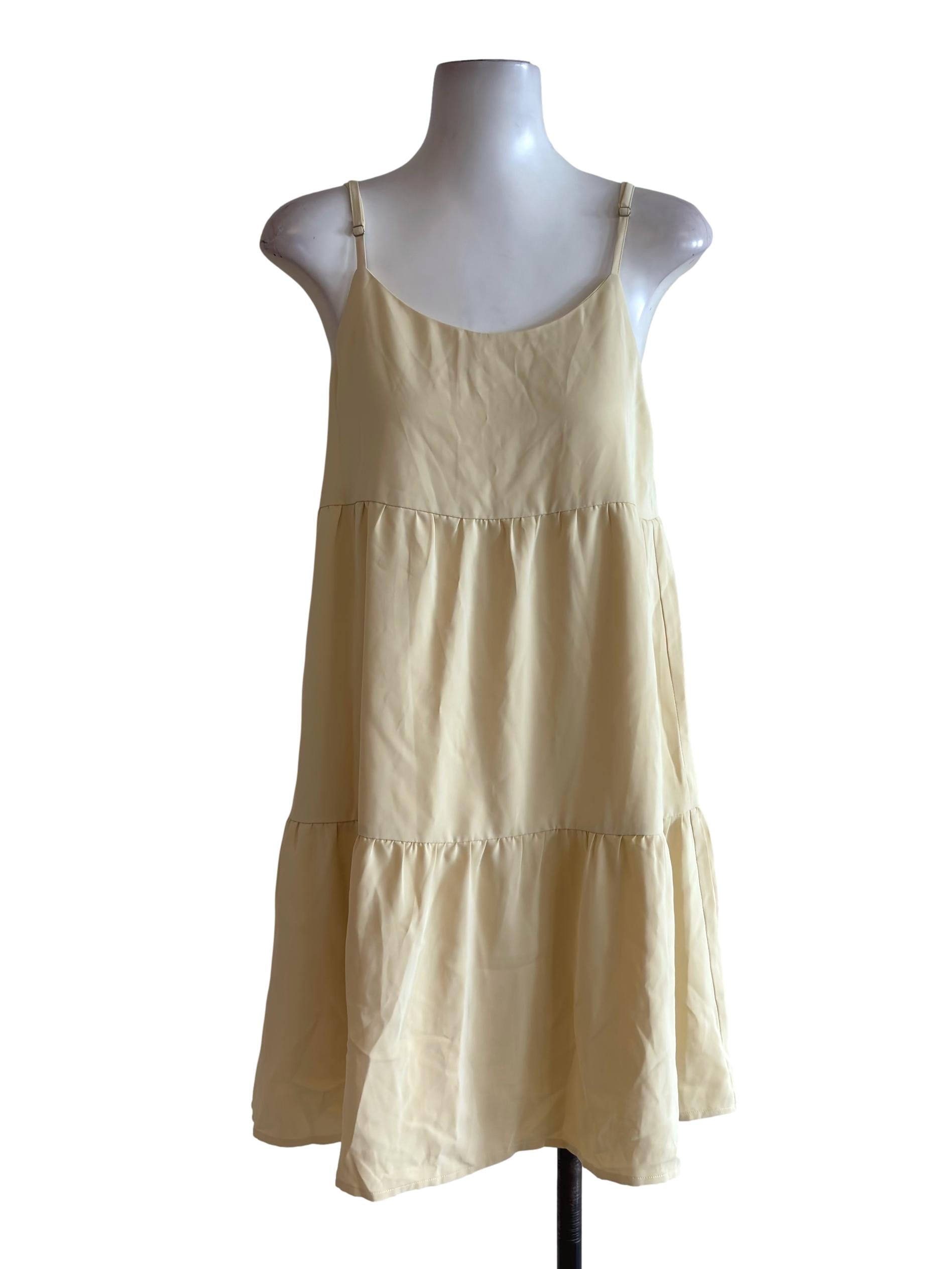 Light Yellow Tiered Mini Dress TTR