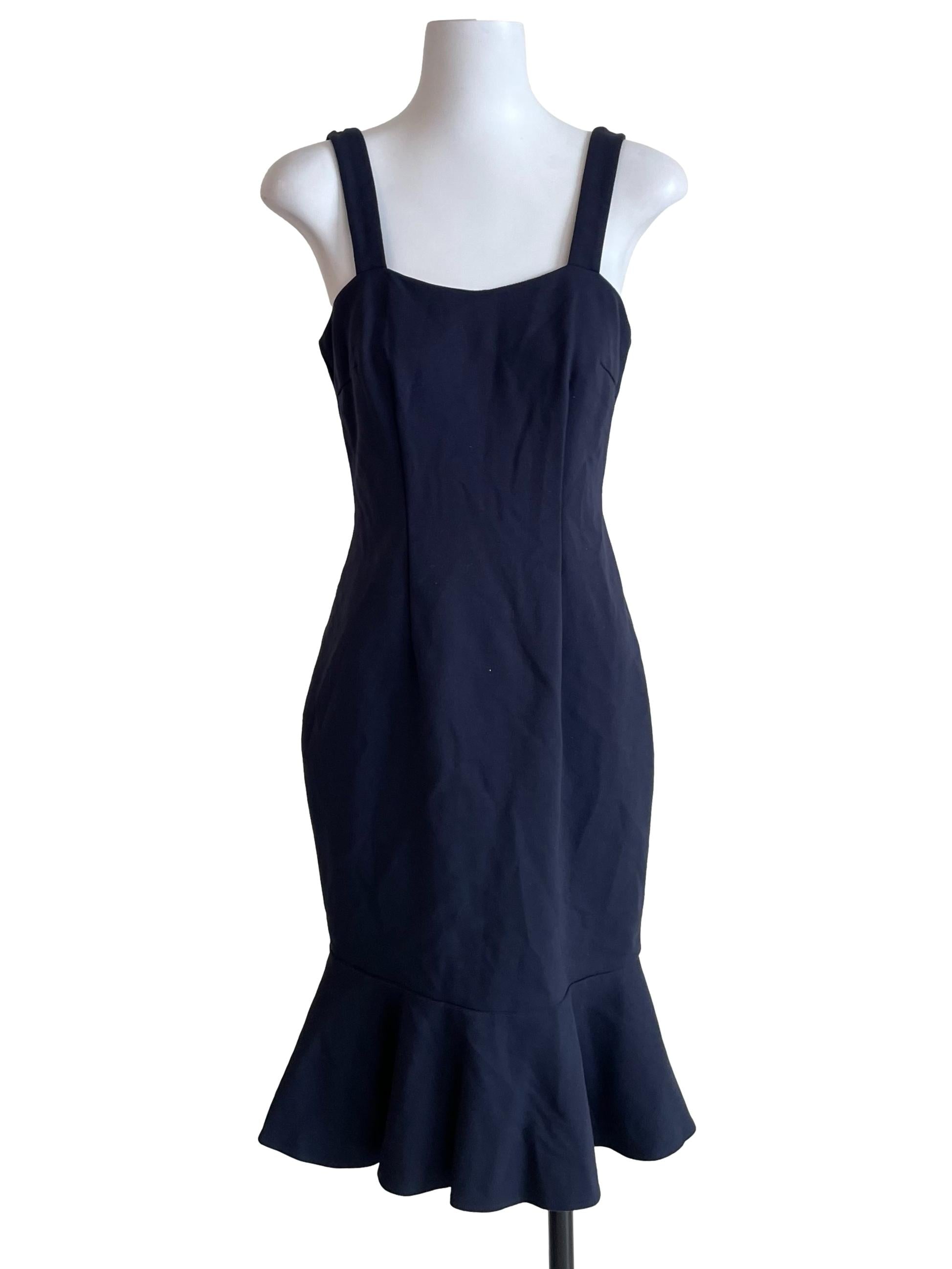 Deep Denim Flounced Bodycon Dress