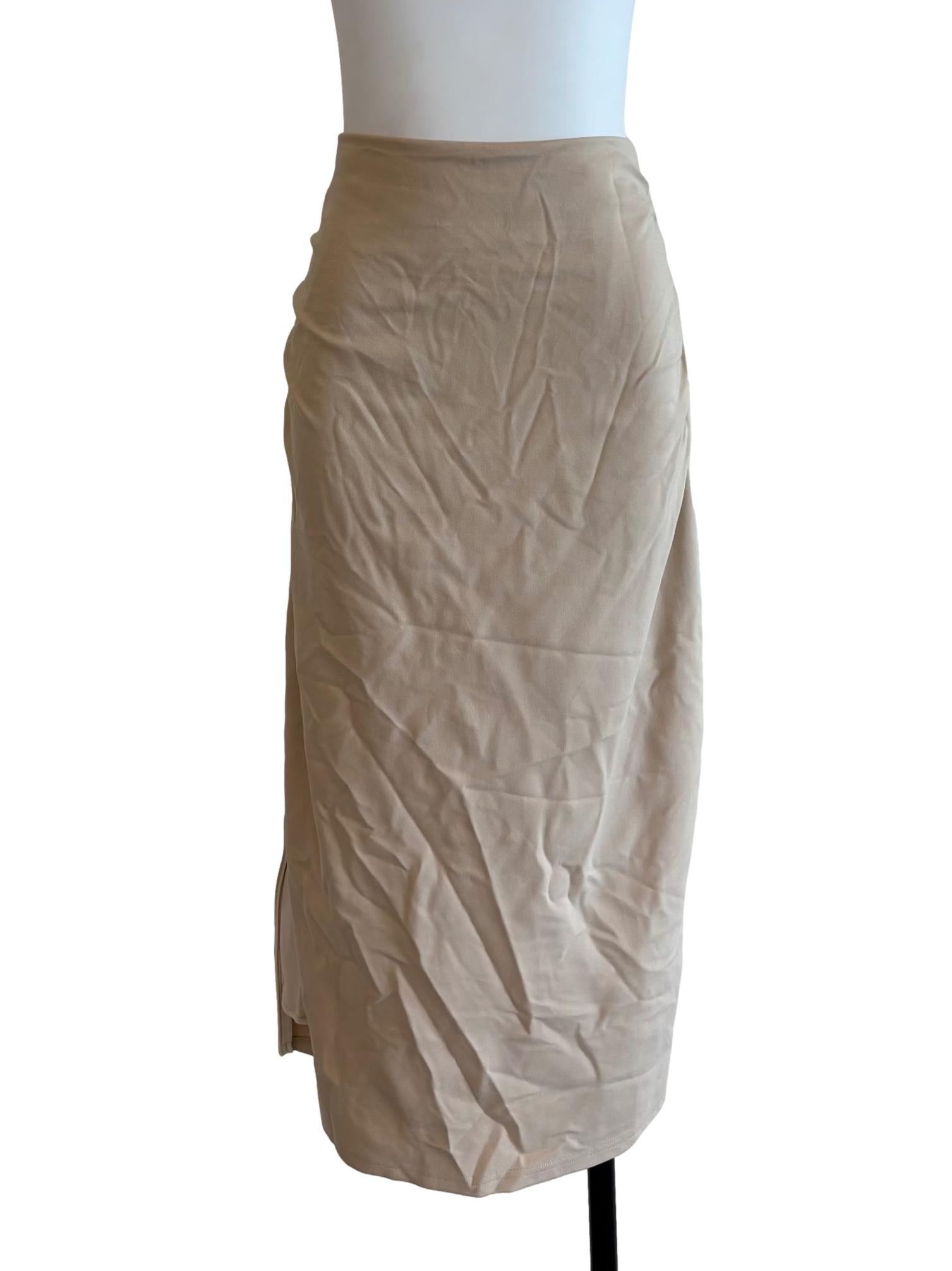 Merino Side Slit Midi Skirt