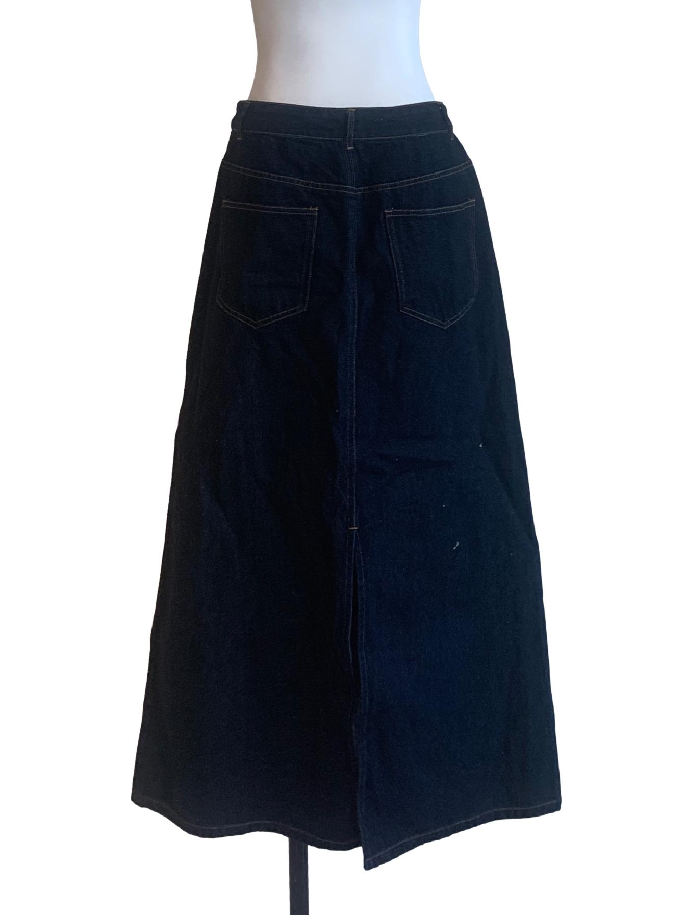 Dark Navy Long Denim Skirt