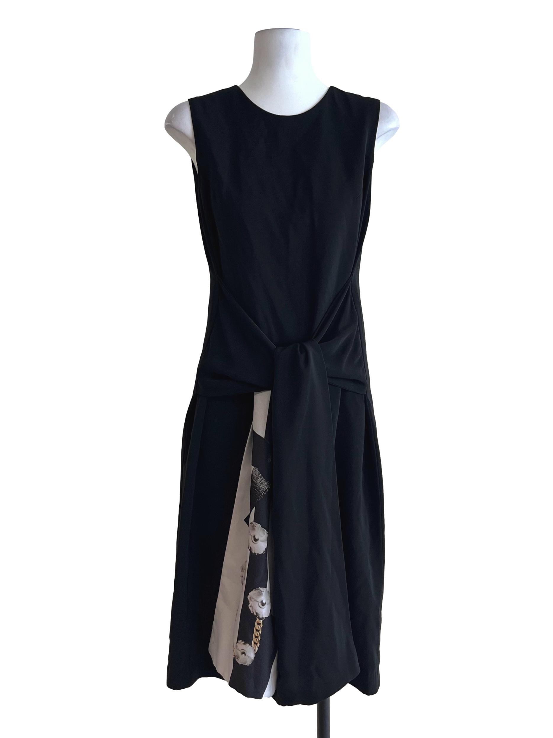 Onyx Black Tie-Waist Midi Dress