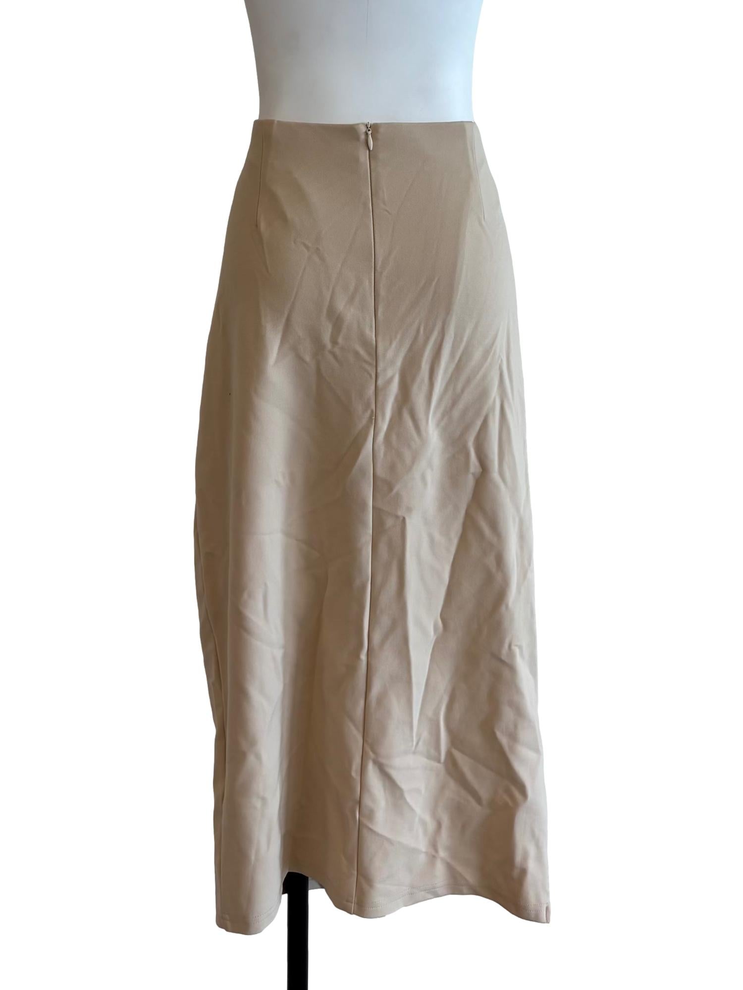 Merino Side Slit Midi Skirt