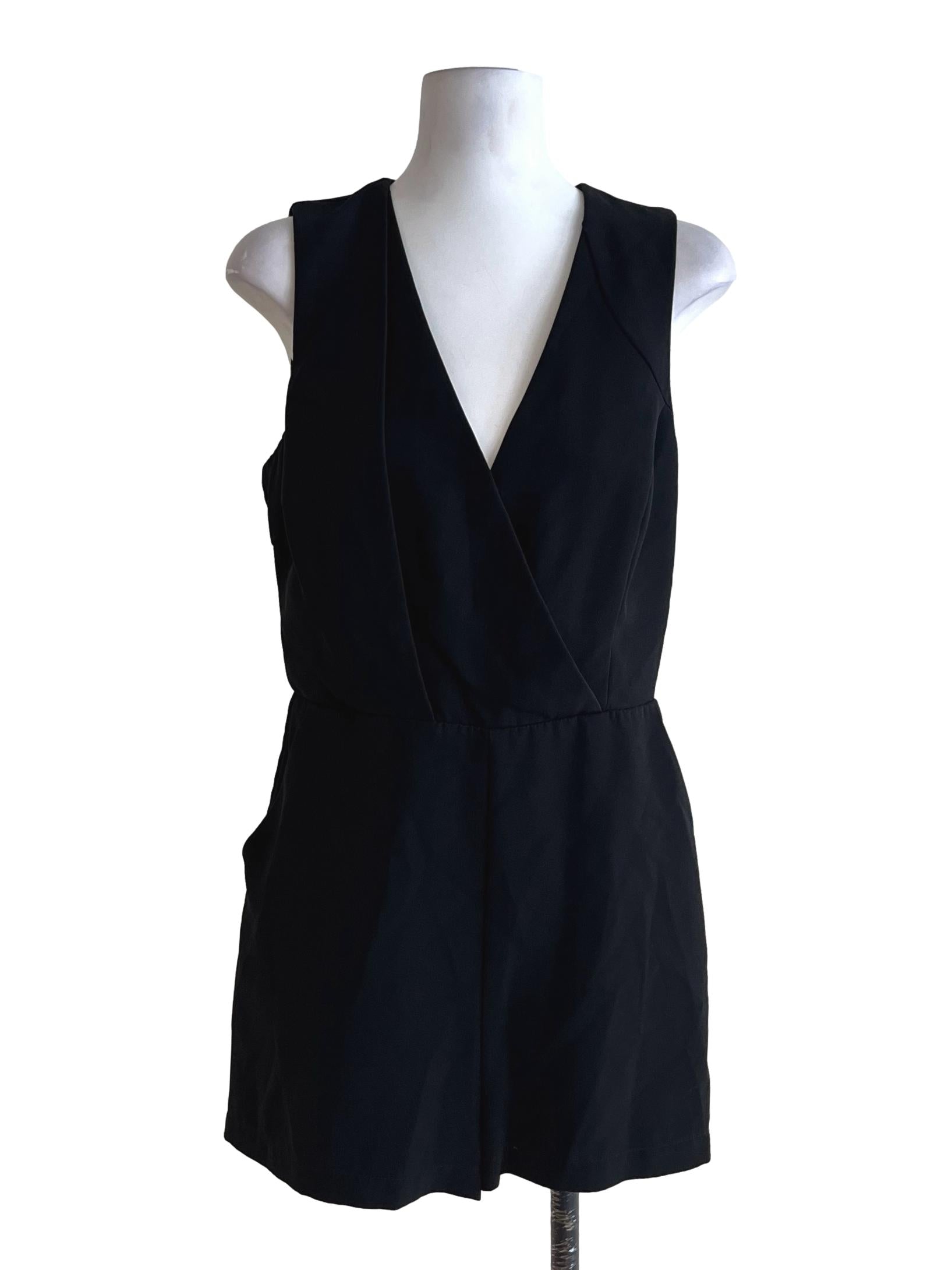 Jade Black V-Neck Tailored Romper