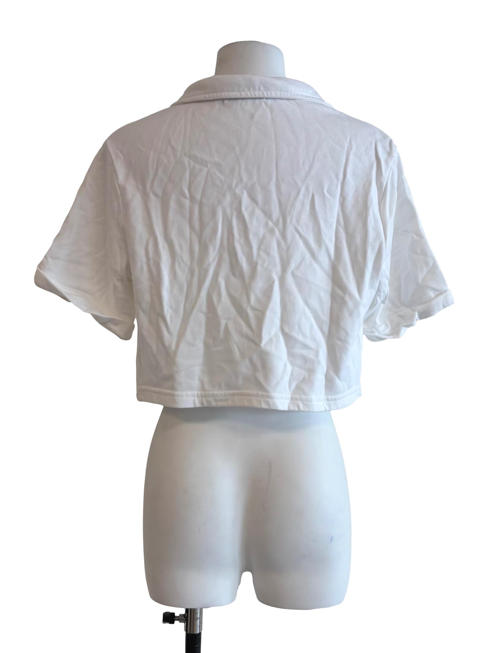 Powder White Cropped Polo Shirt