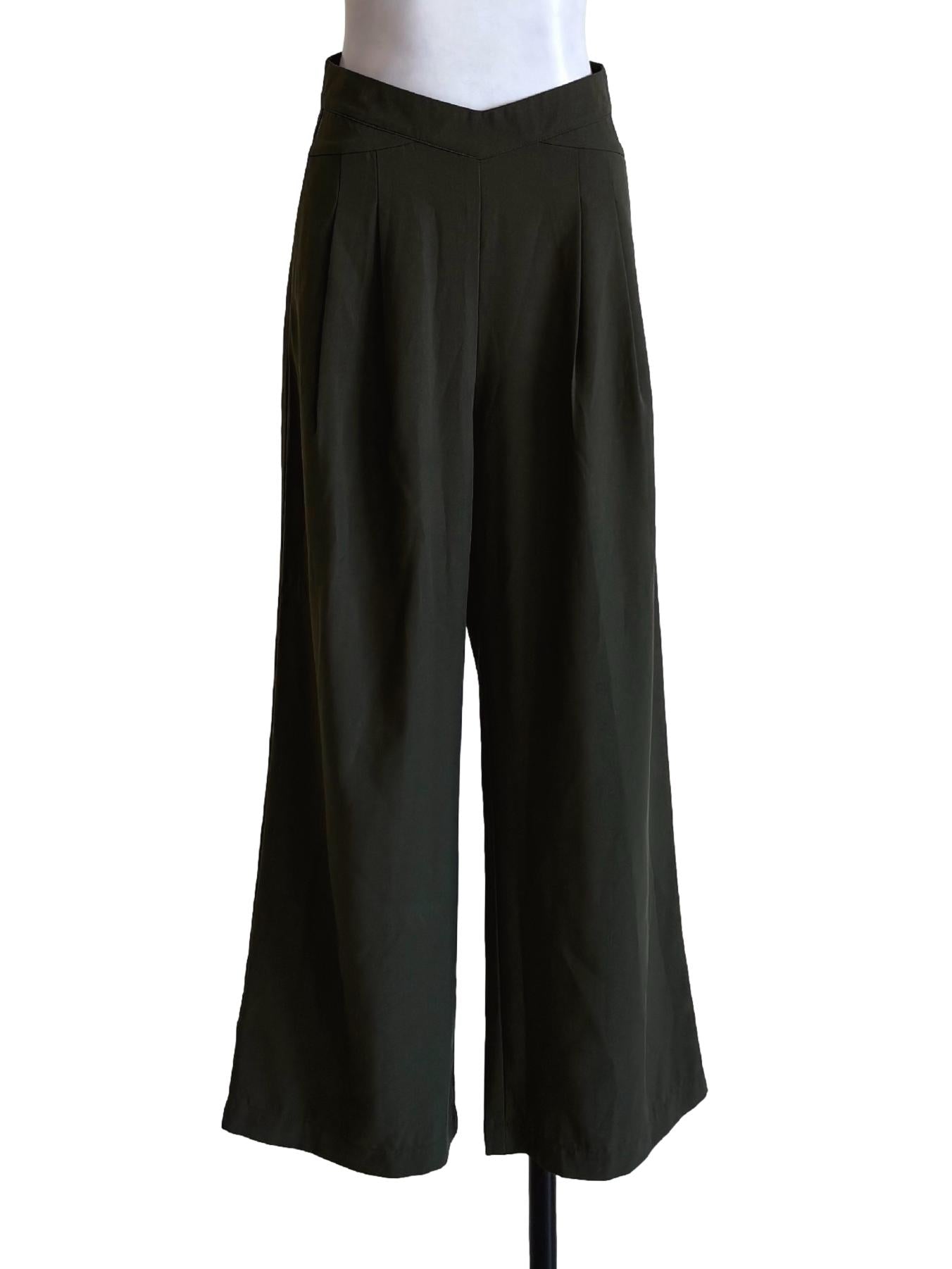Seaweed Green Pleated Palazzo