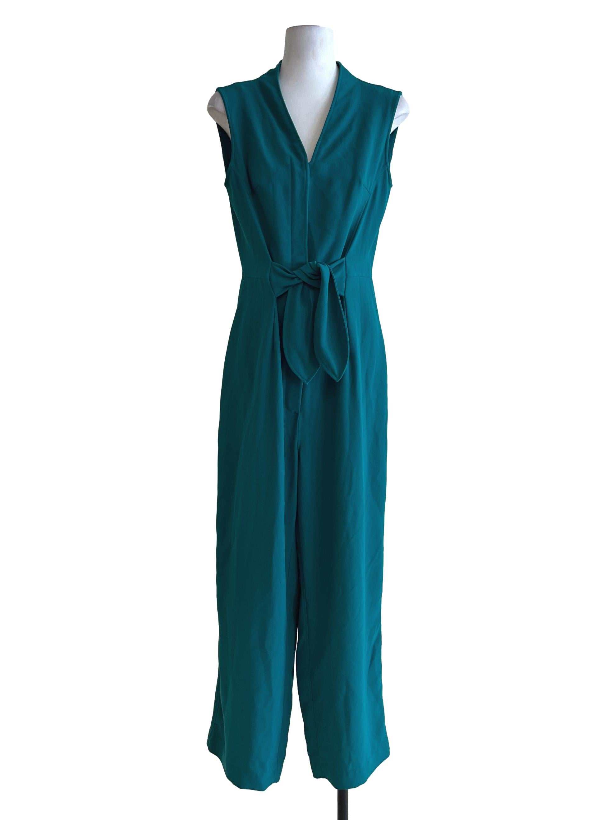 Ocean Blue Sleeveless Tie-Waist Jumpsuit