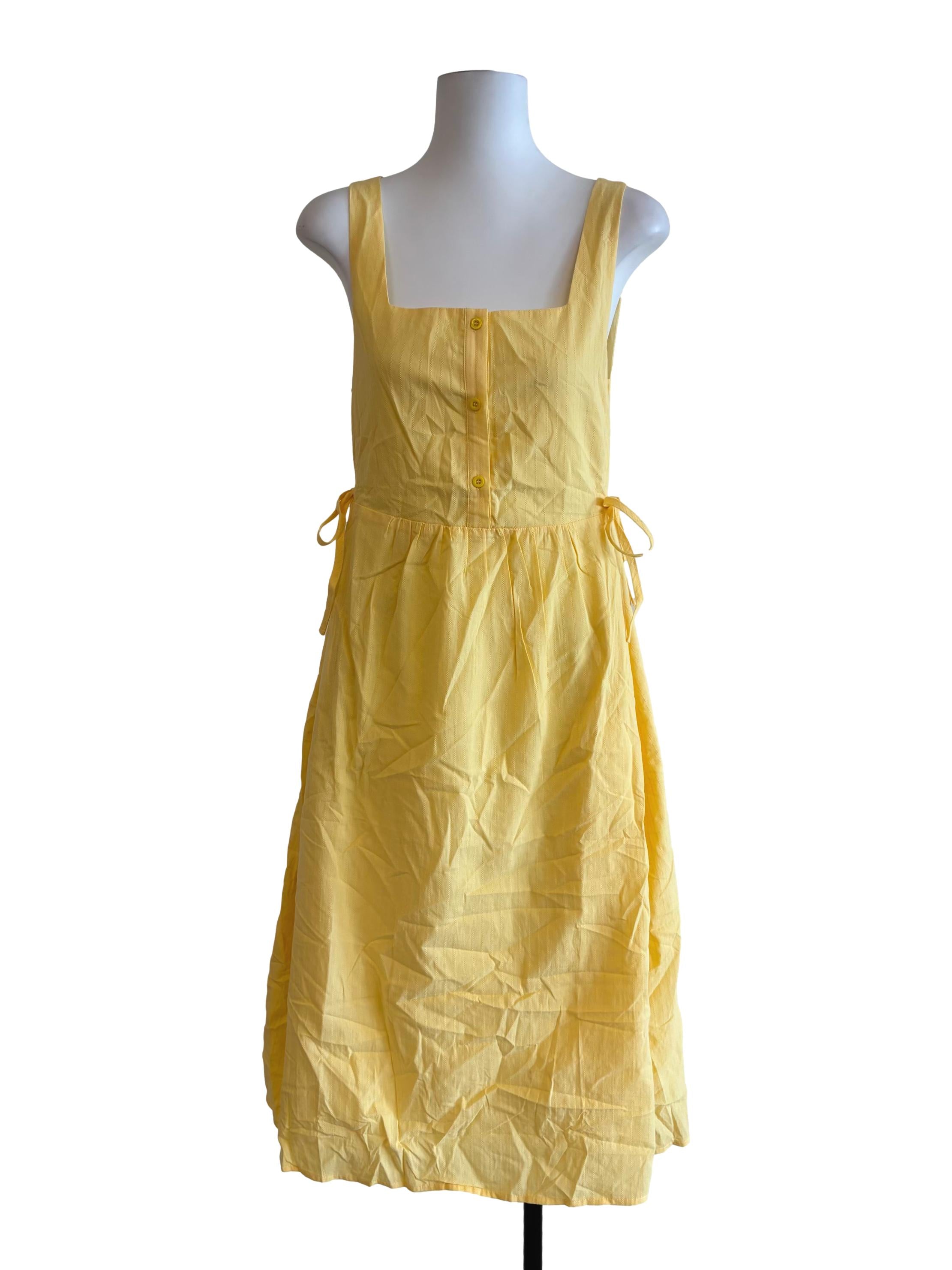Butter Yellow Apron Neck A-Line Dress