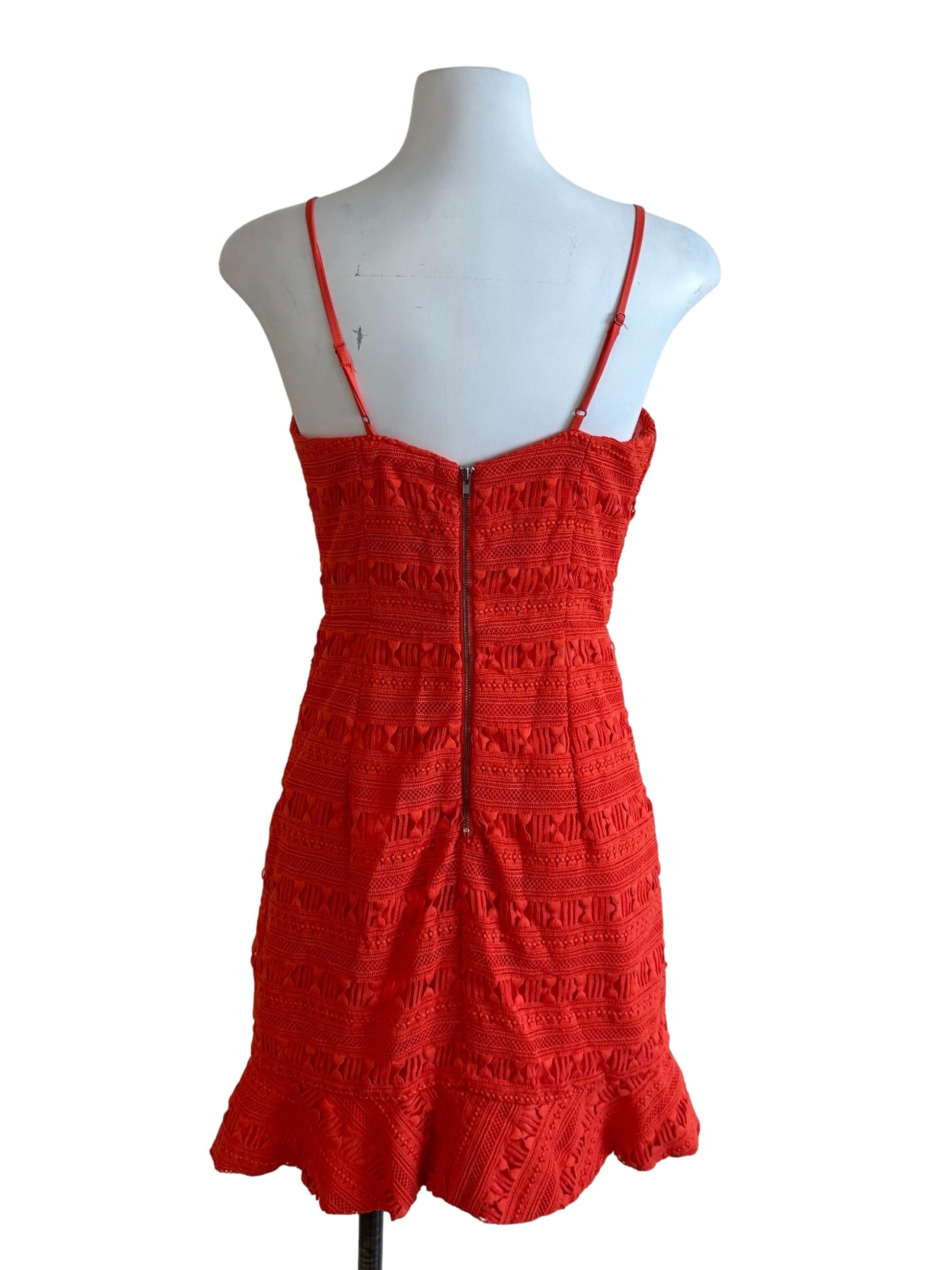 Fire Orange Textured Ruffle Dress