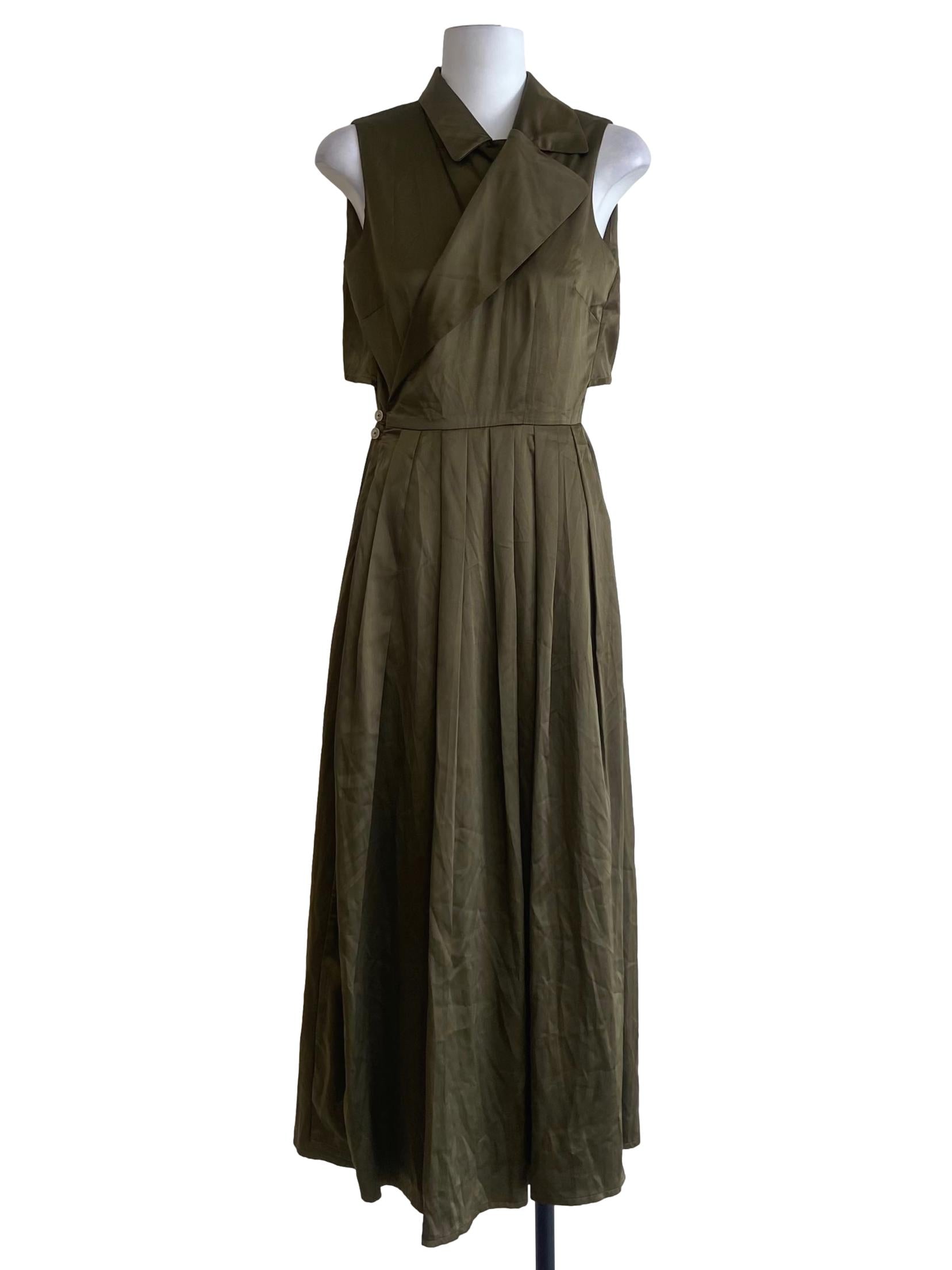 Crocodile Green Wrap Empire Dress