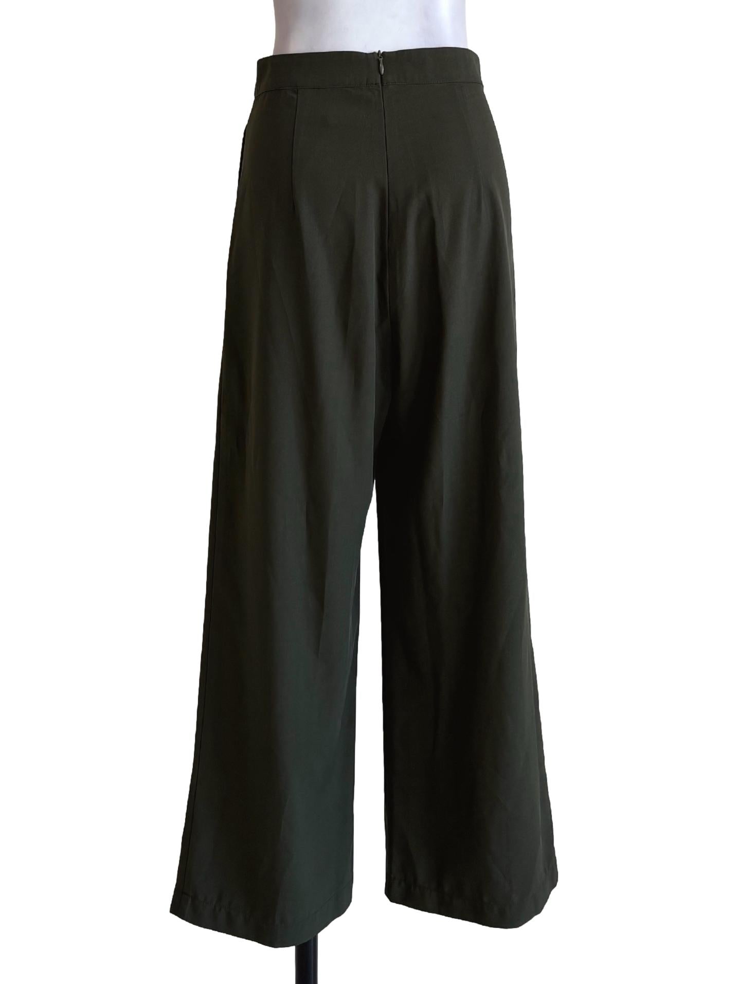 Seaweed Green Pleated Palazzo