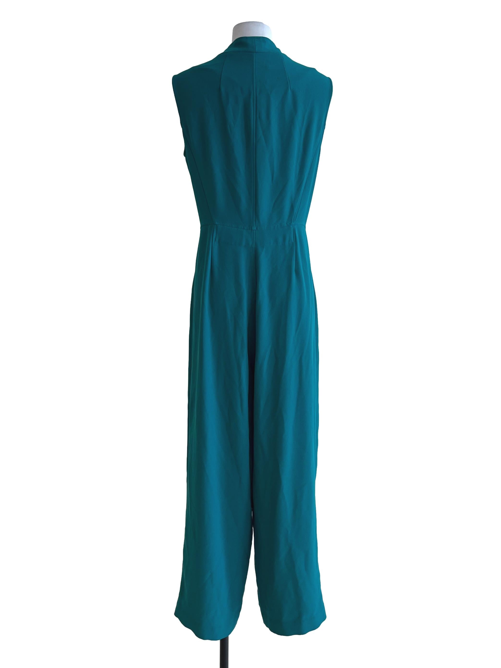 Ocean Blue Sleeveless Tie-Waist Jumpsuit