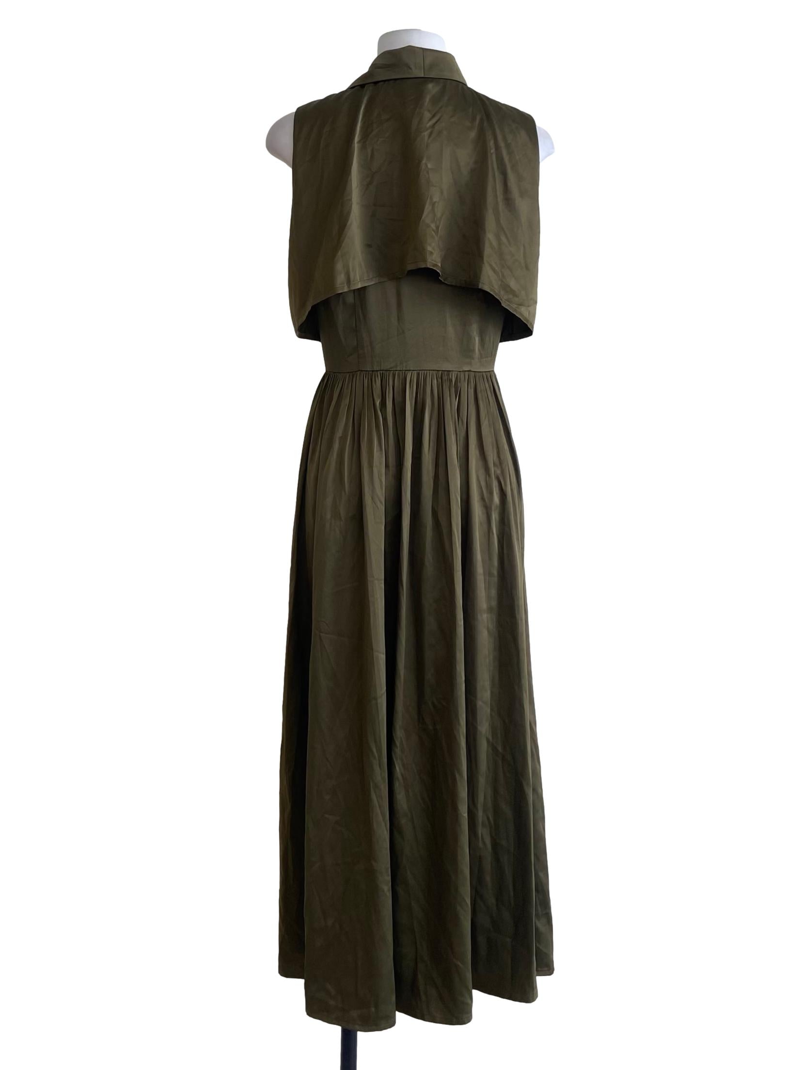 Crocodile Green Wrap Empire Dress