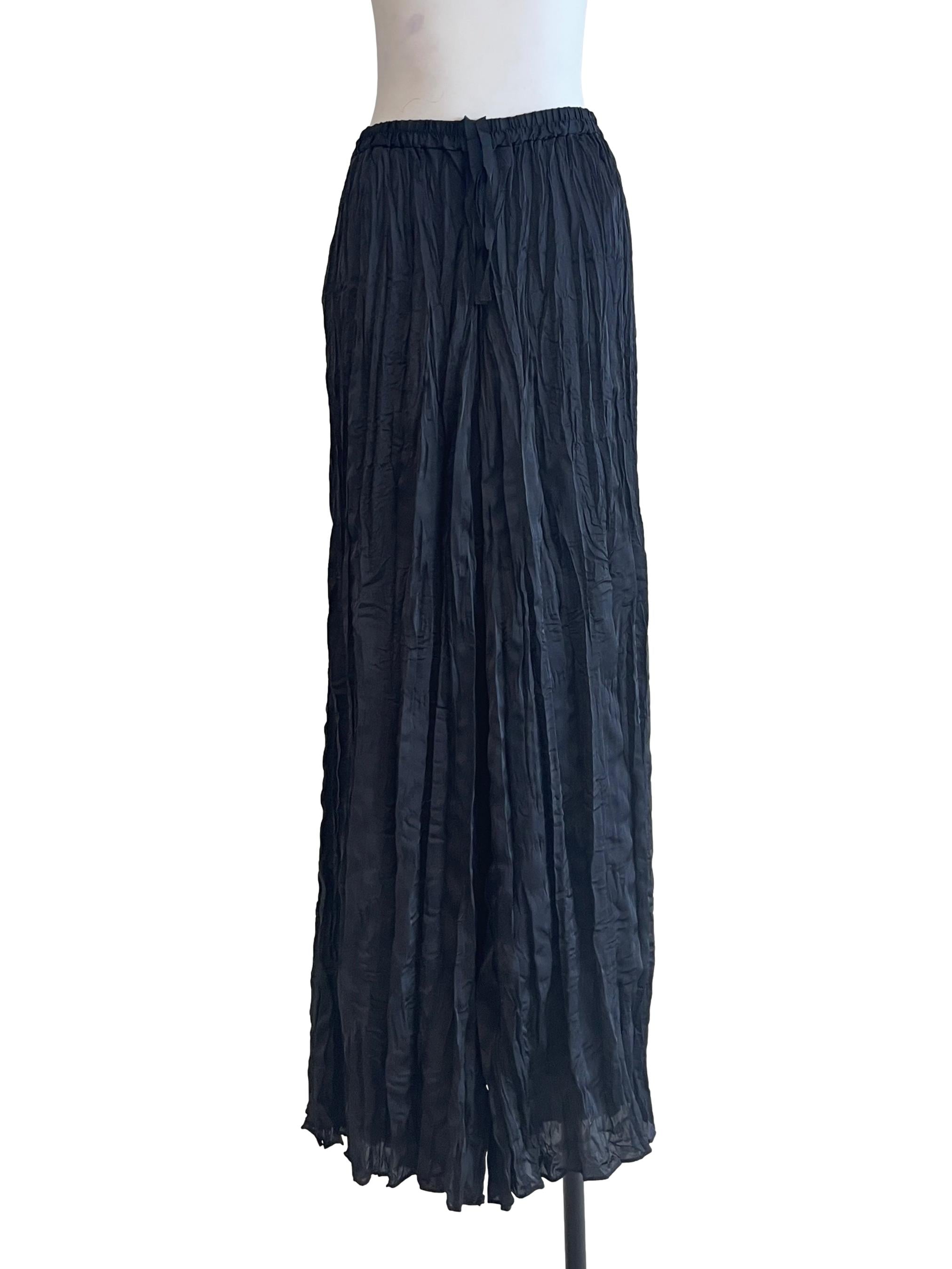Jet Black Pleated Wide Leg Pants