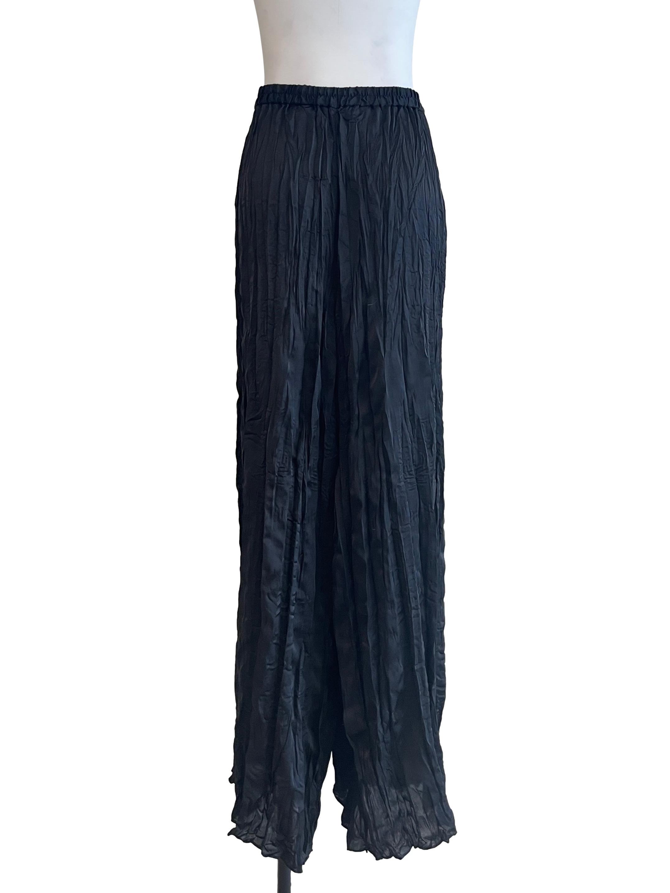 Jet Black Pleated Wide Leg Pants