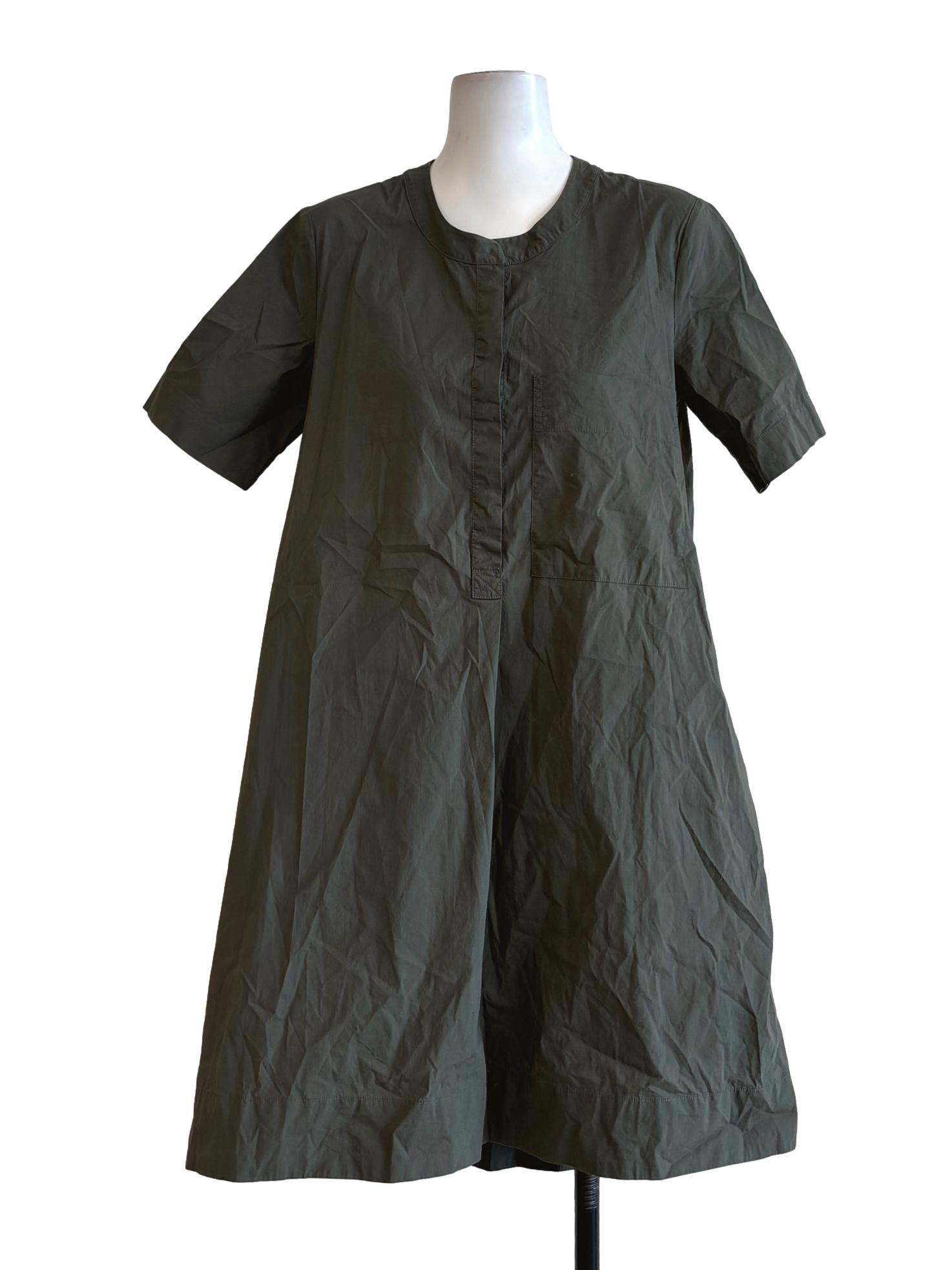 Hunter Green Short Sleeve Cotton Dress