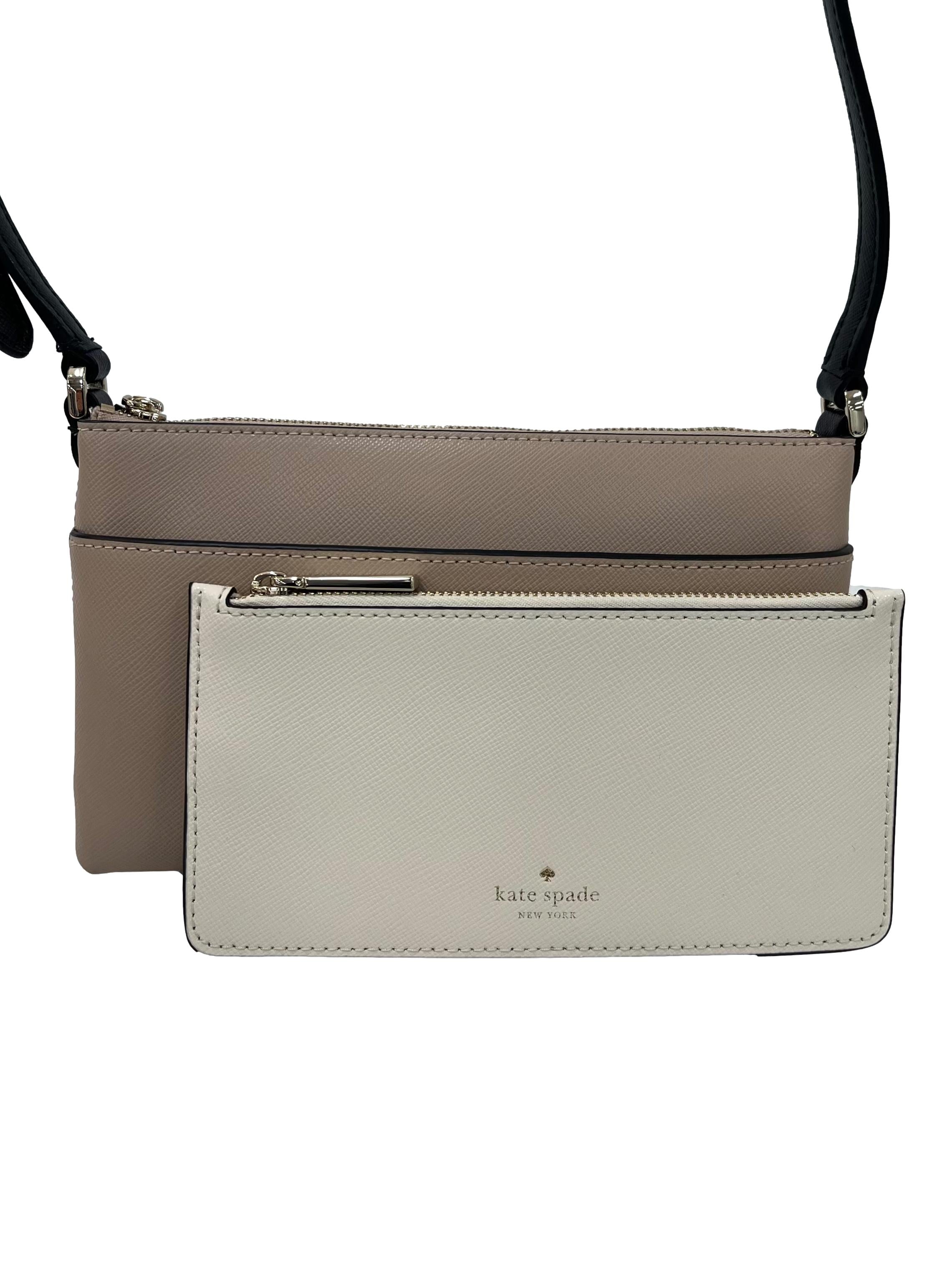 Beige Sadie Saffiano Leather Crossbody Set