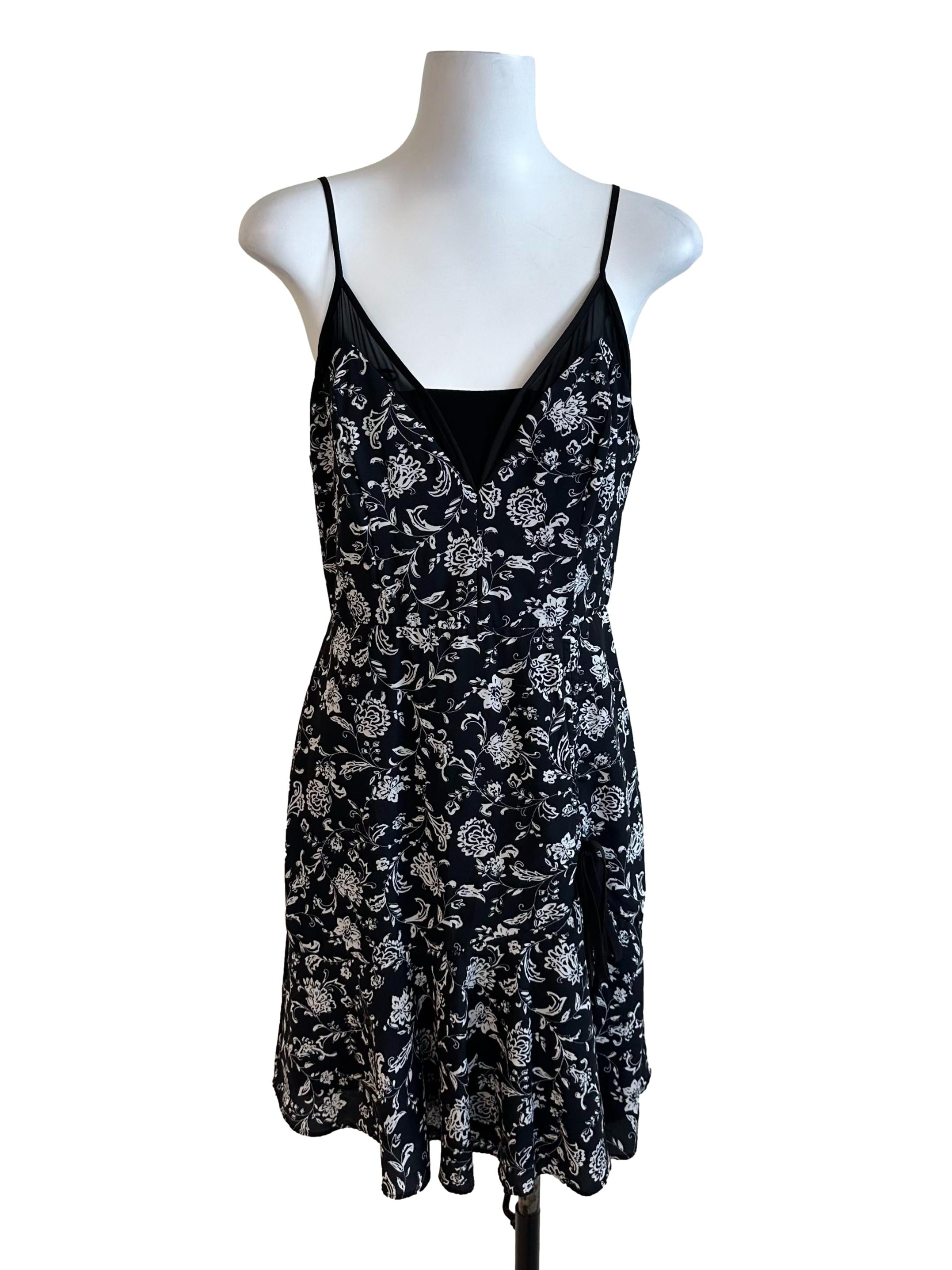 Raven Black Floral Pattern Dress