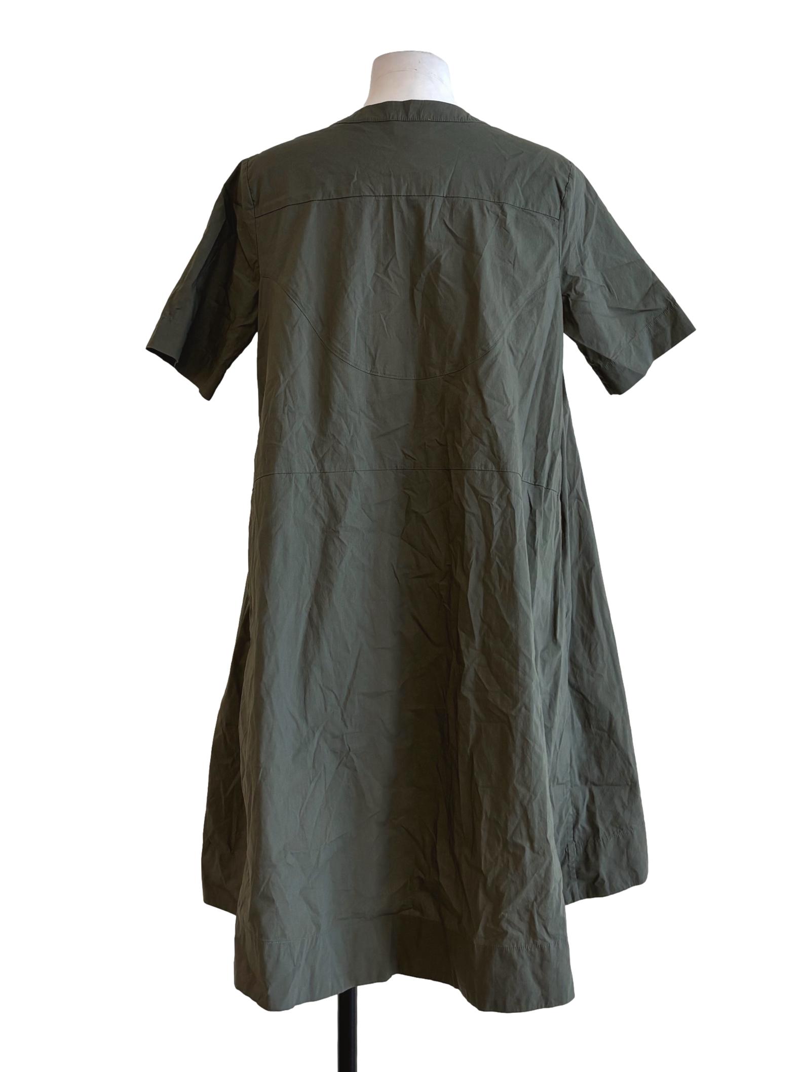 Hunter Green Short Sleeve Cotton Dress