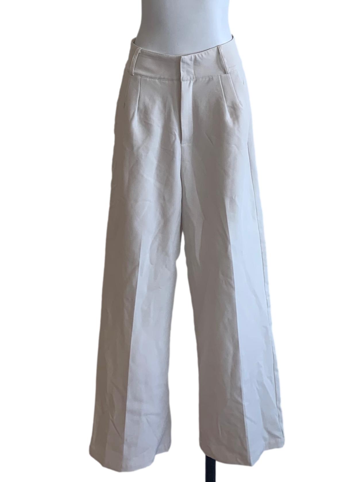 Cotton White Straight Cut Pants