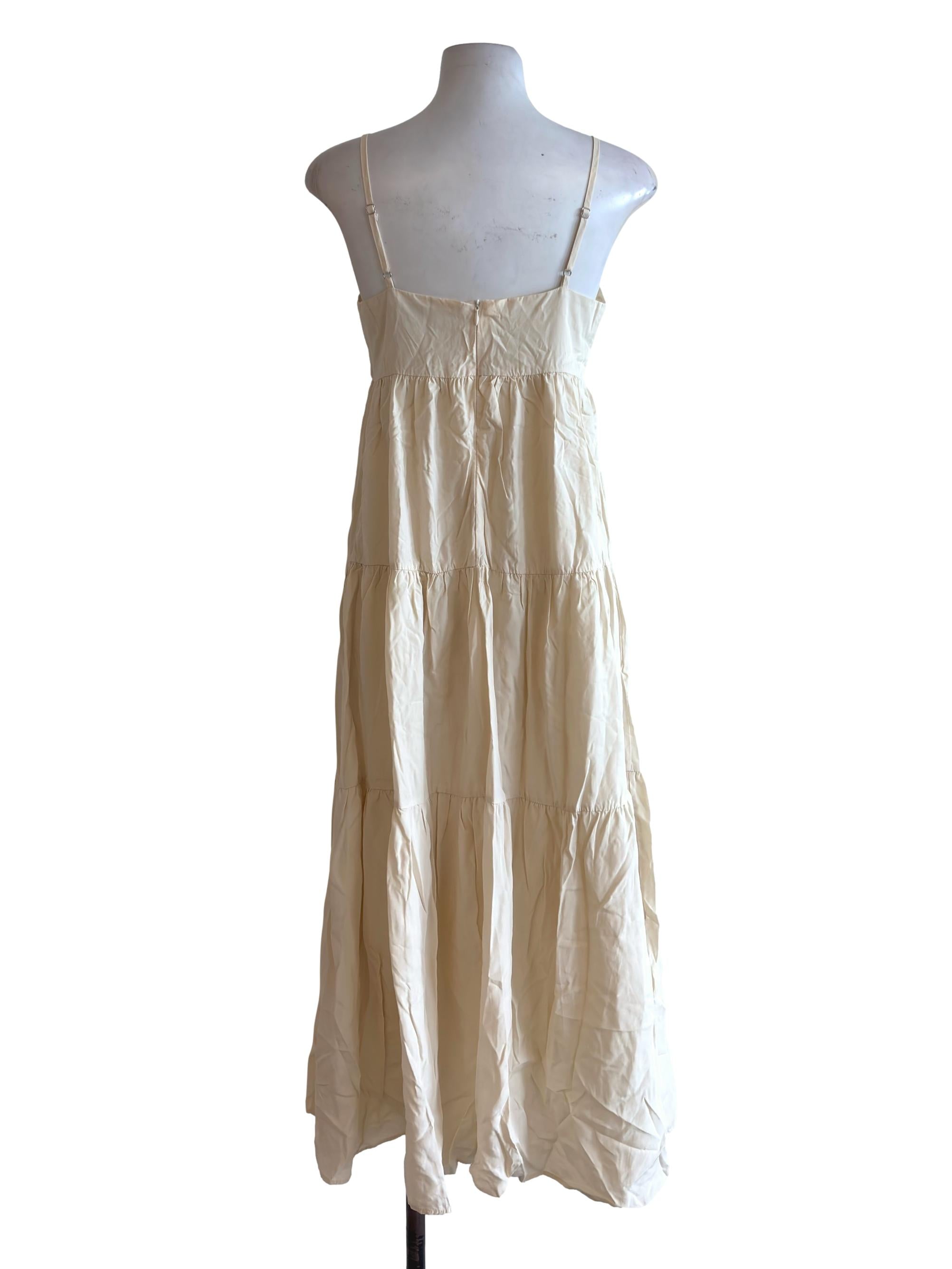 Light Beige Spaghetti Strap Tiered Dress TEM