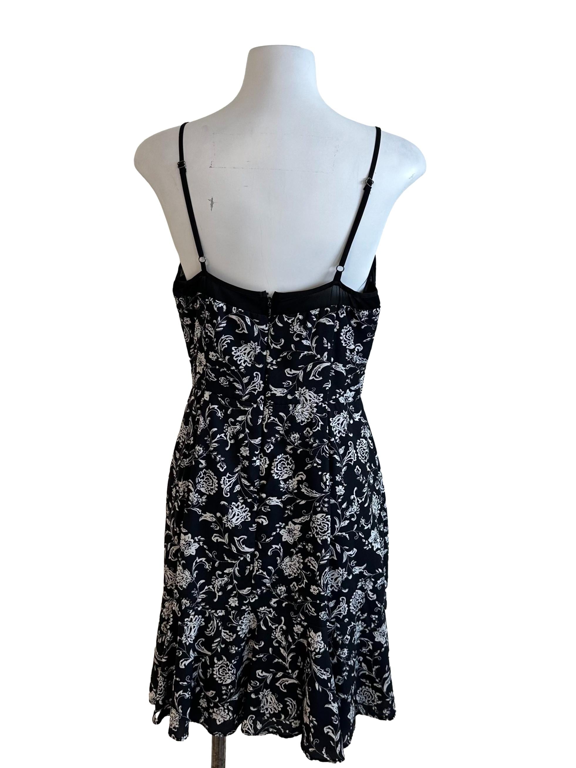Raven Black Floral Pattern Dress