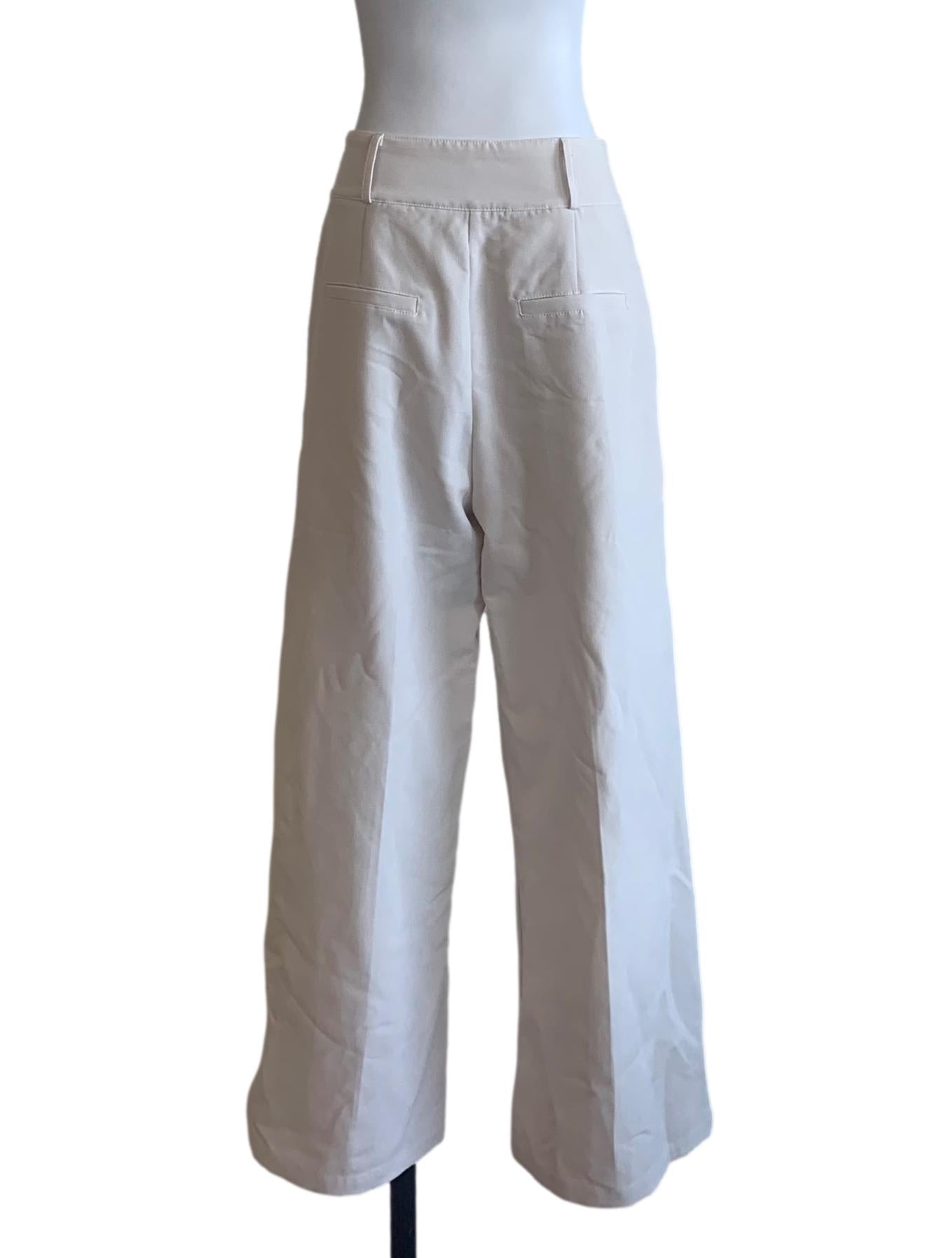 Cotton White Straight Cut Pants