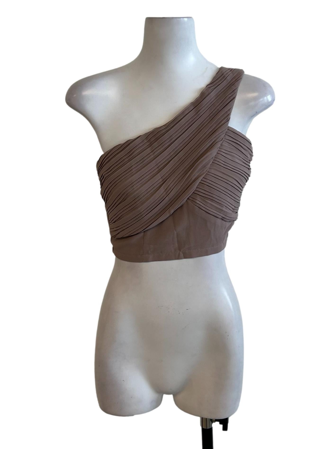 Fawn Brown Pleated Chiffon Top