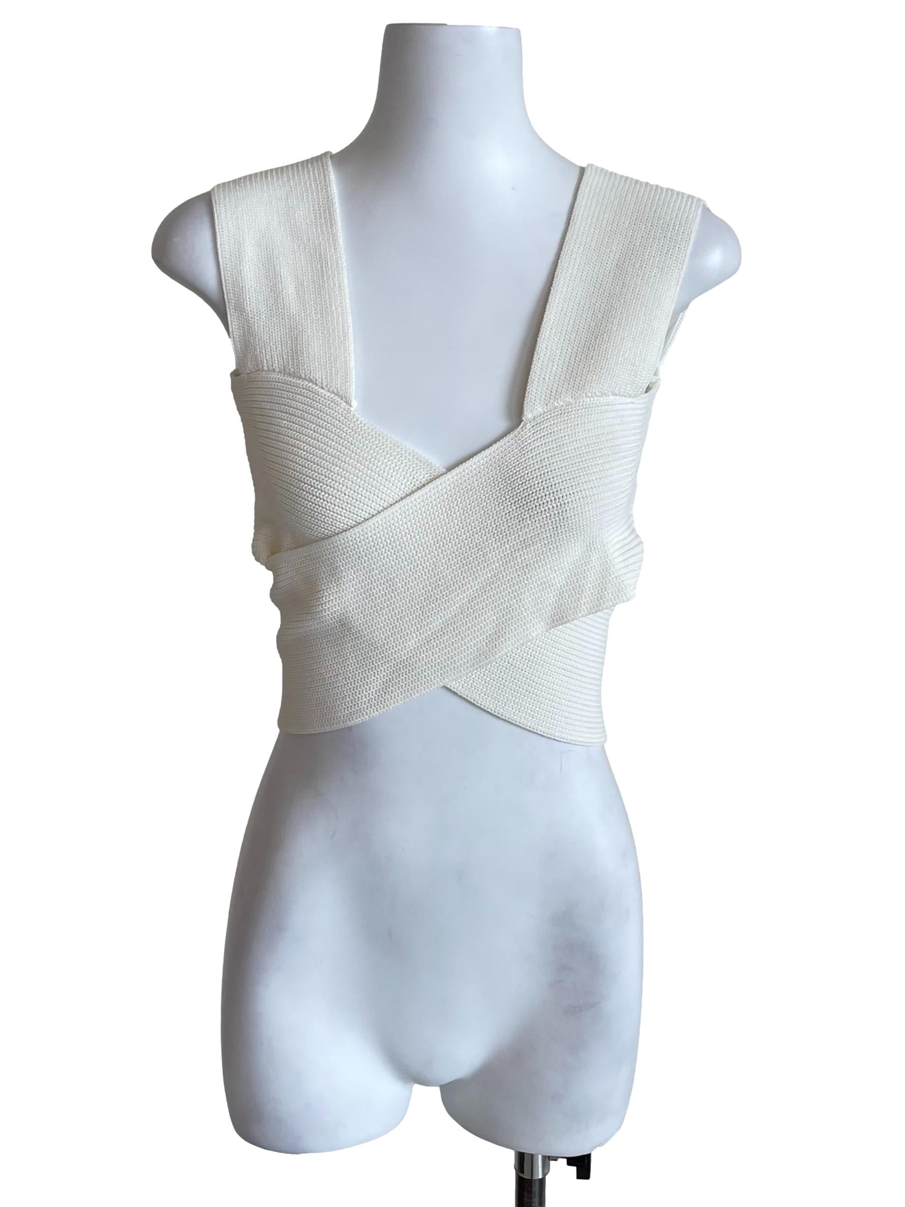 Off White Crossed Tweed Top