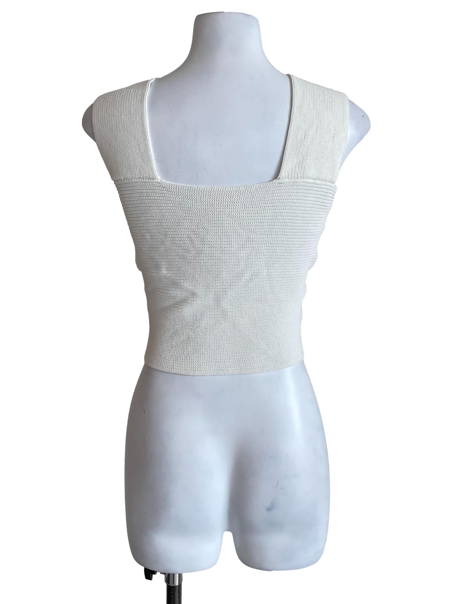 Off White Crossed Tweed Top