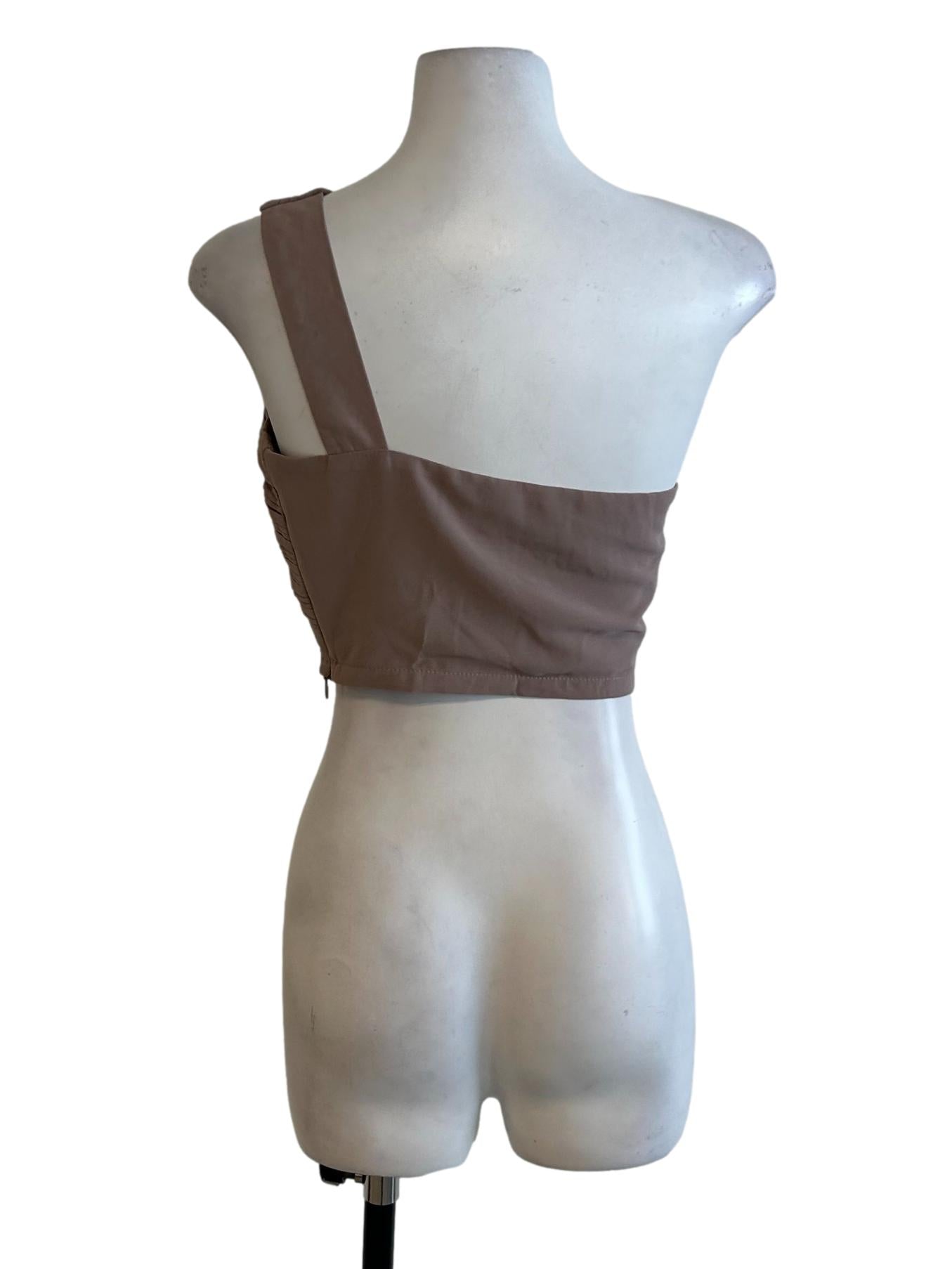 Fawn Brown Pleated Chiffon Top