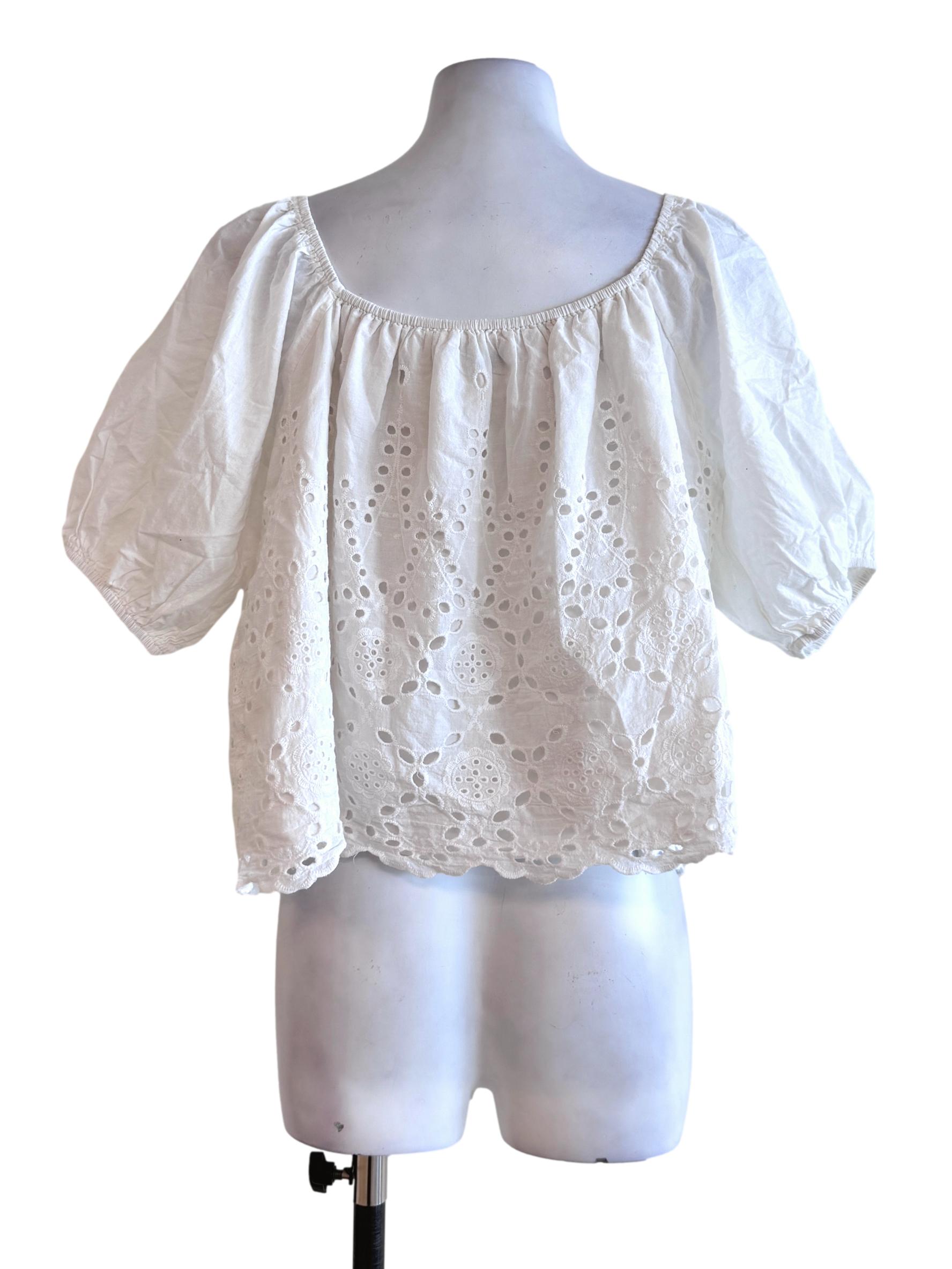 White Patterned Gypsy Top