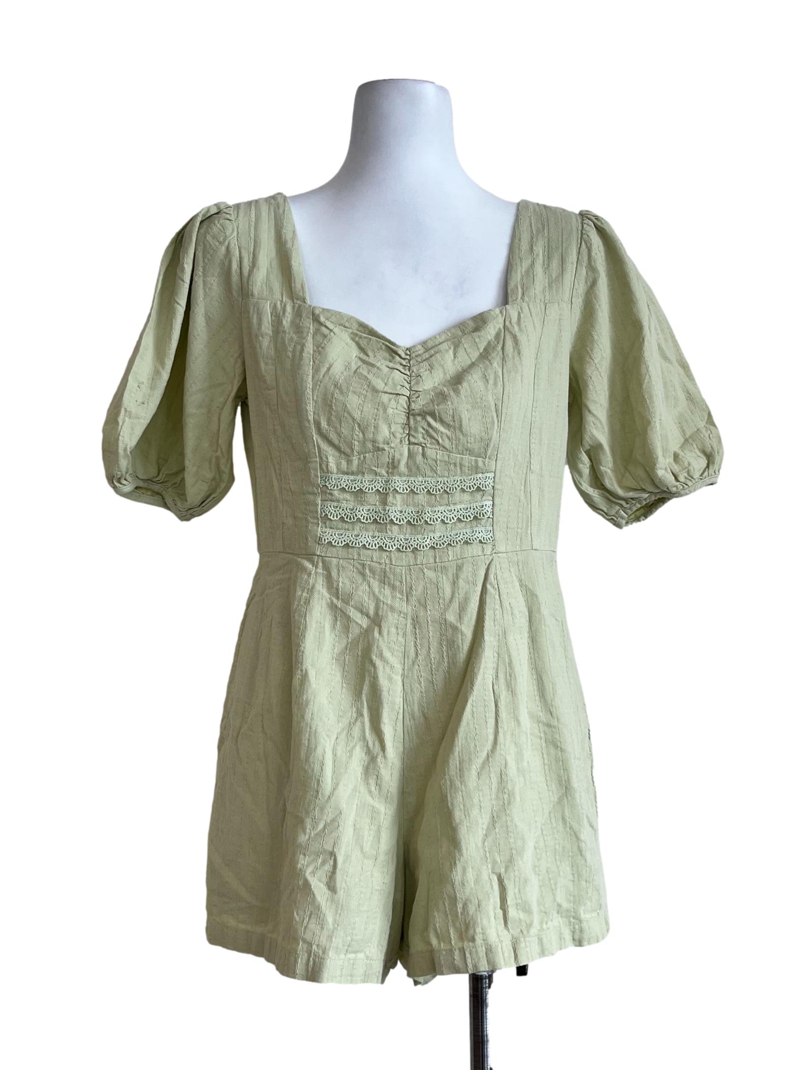 Soft Green Plains Side Pockets Dress