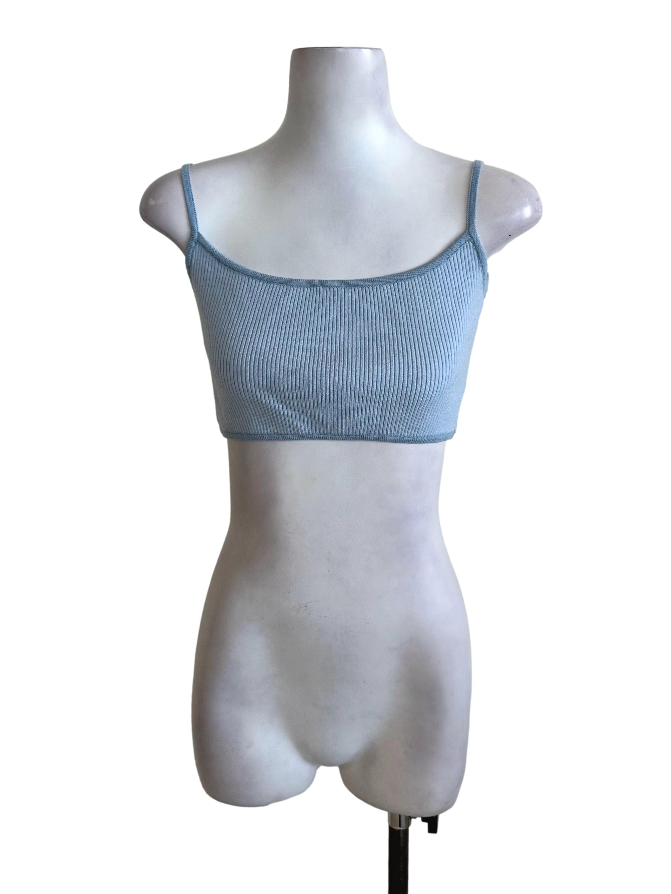 Light Blue Knit Crop Top YHF
