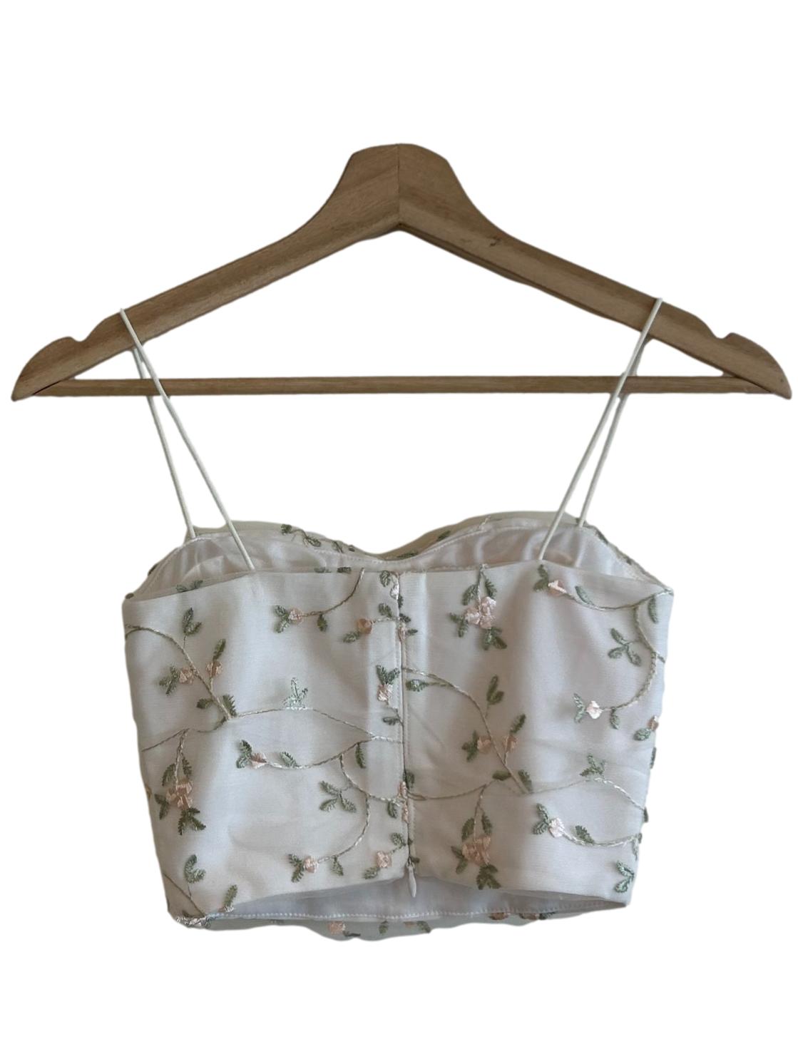 Ivory White Lace Floral Corset Top