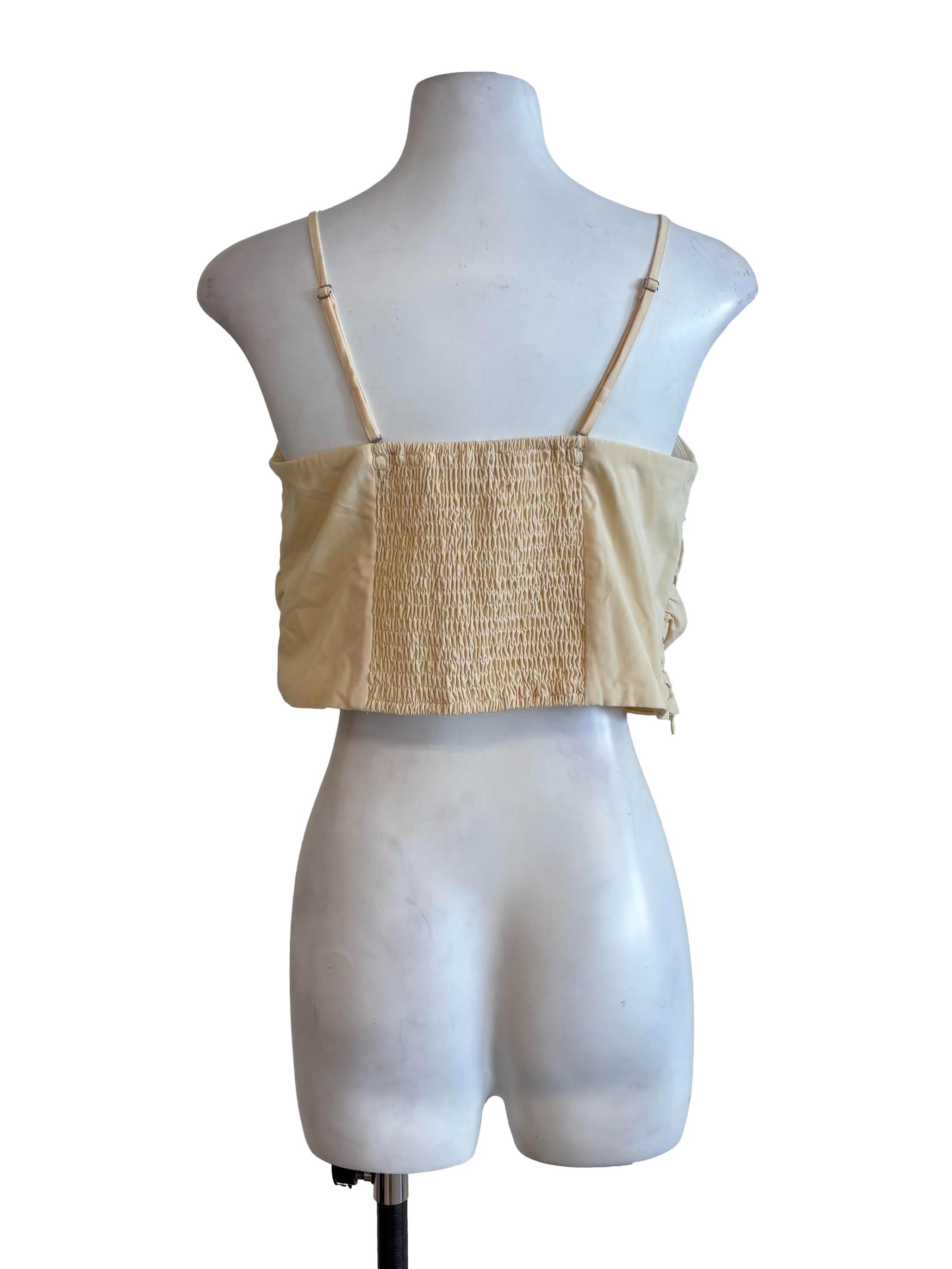 Butter Yellow Scrunched Padded Crop Tank