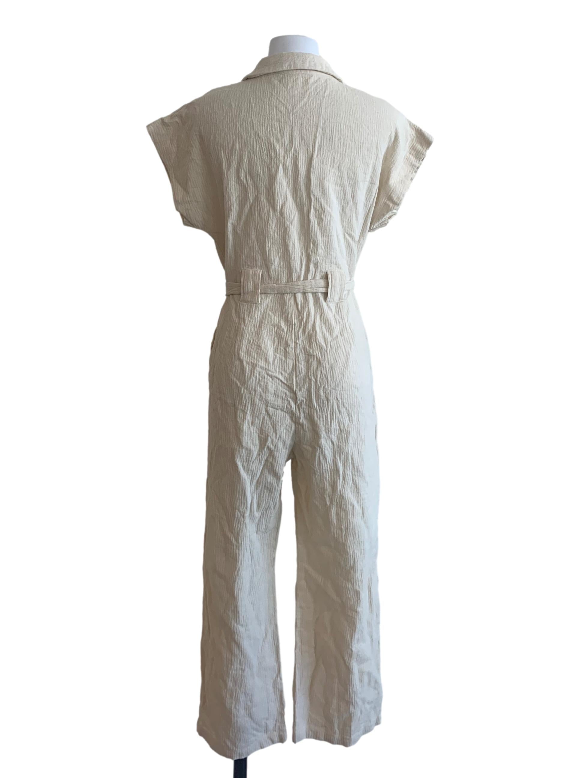 Parchment White Collared Jumpsuit
