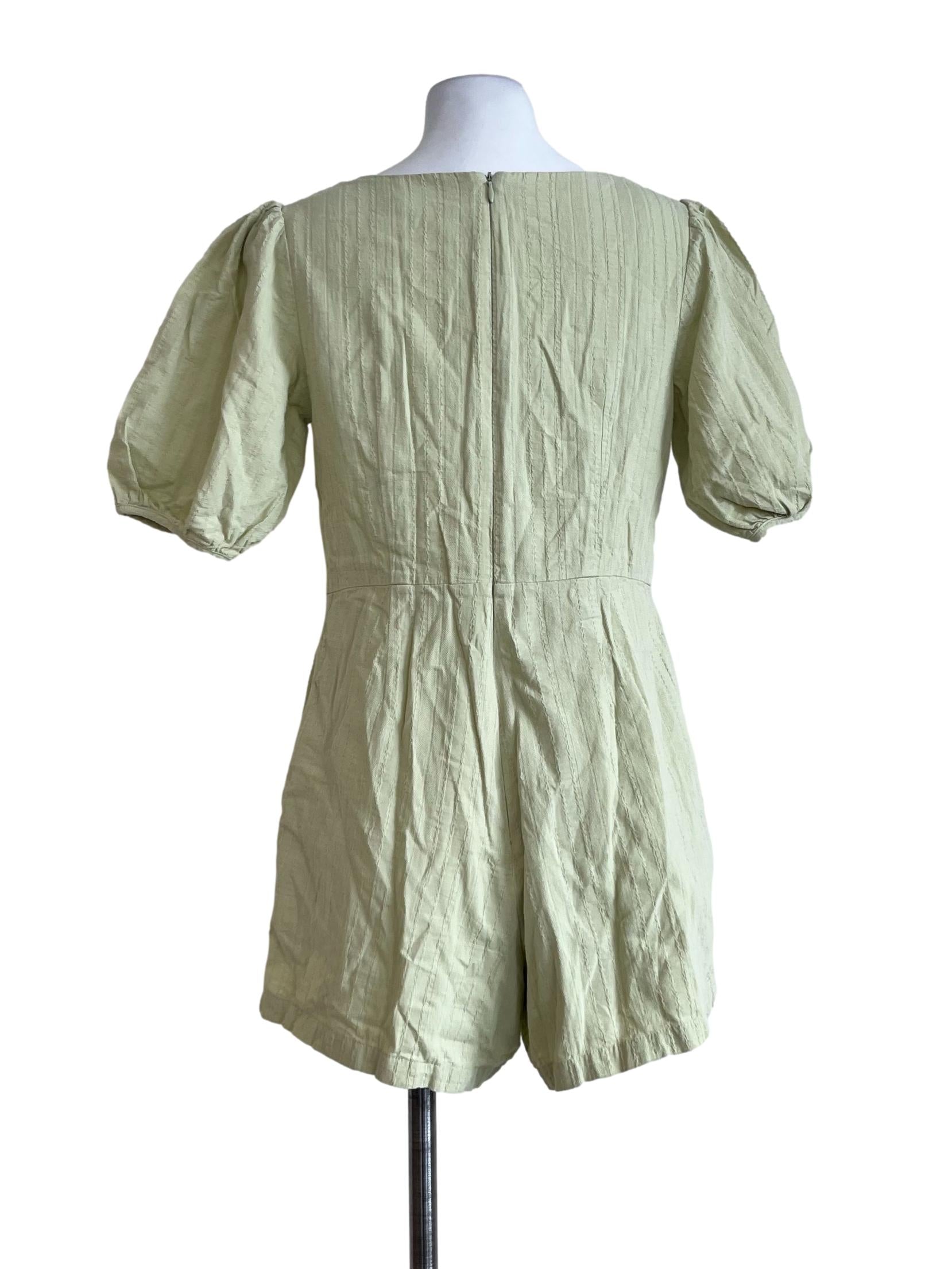 Soft Green Plains Side Pockets Dress