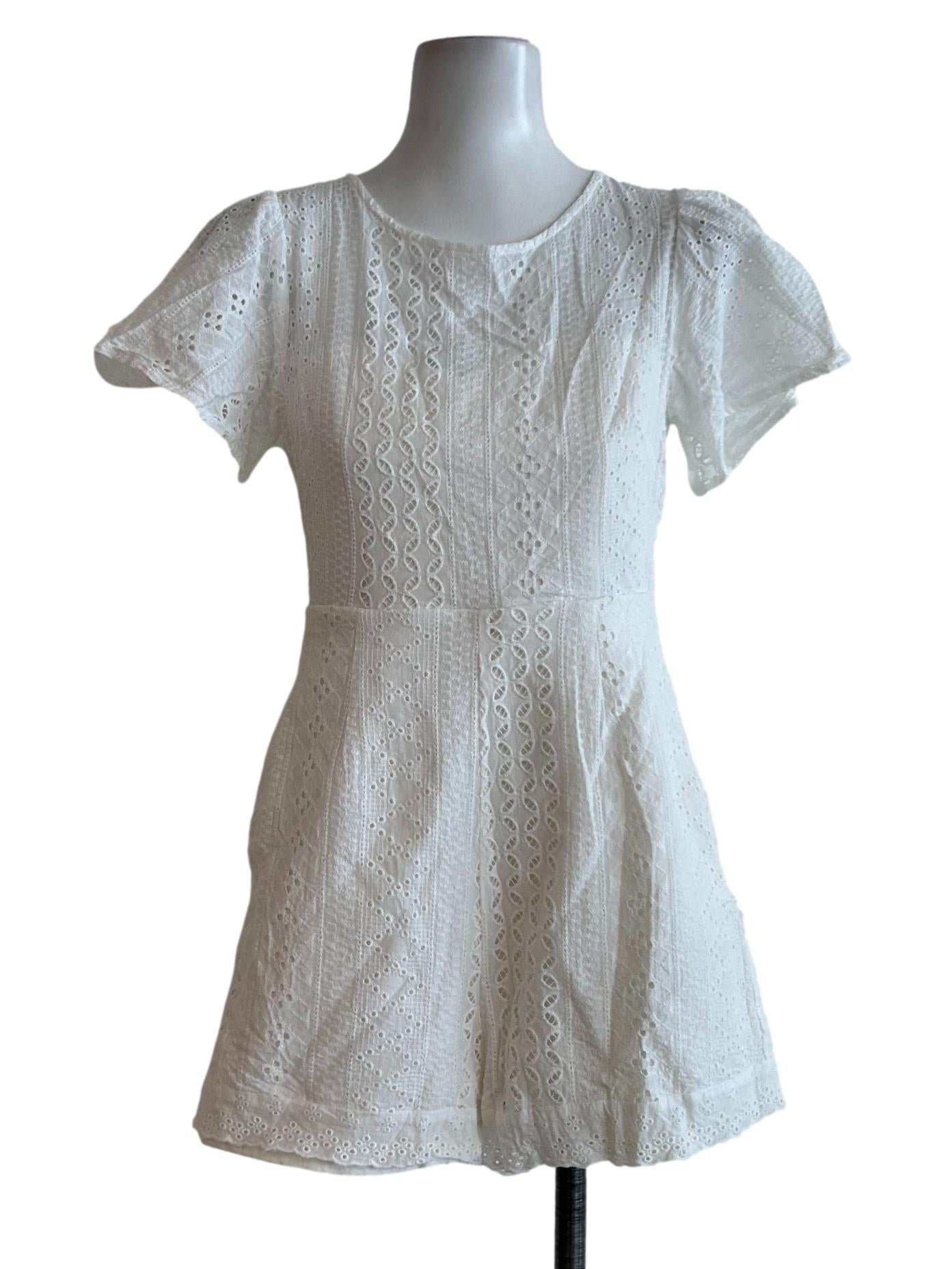 White Embroidered Rompers