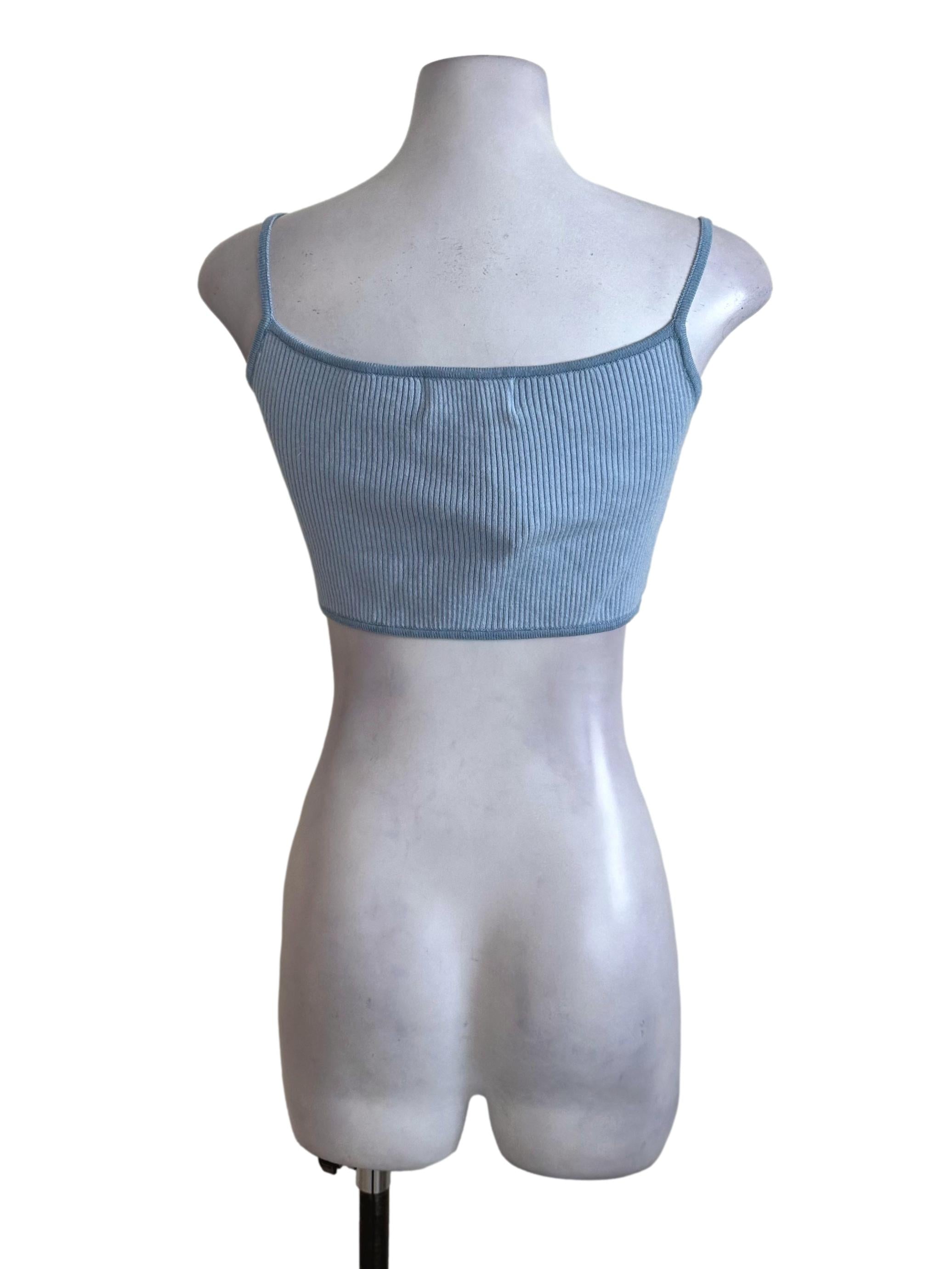 Light Blue Knit Crop Top YHF