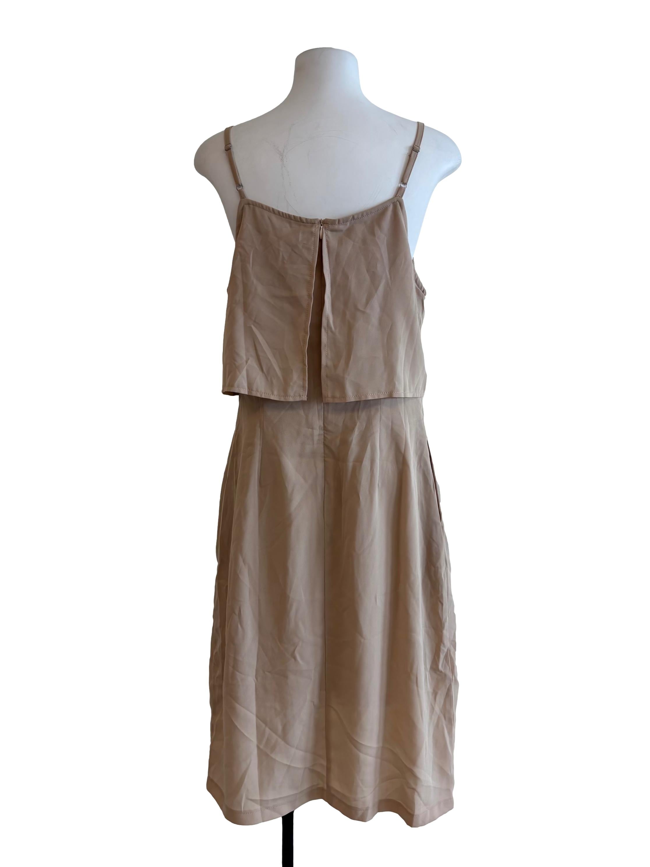 Khaki Brown Drape Sheath Dress