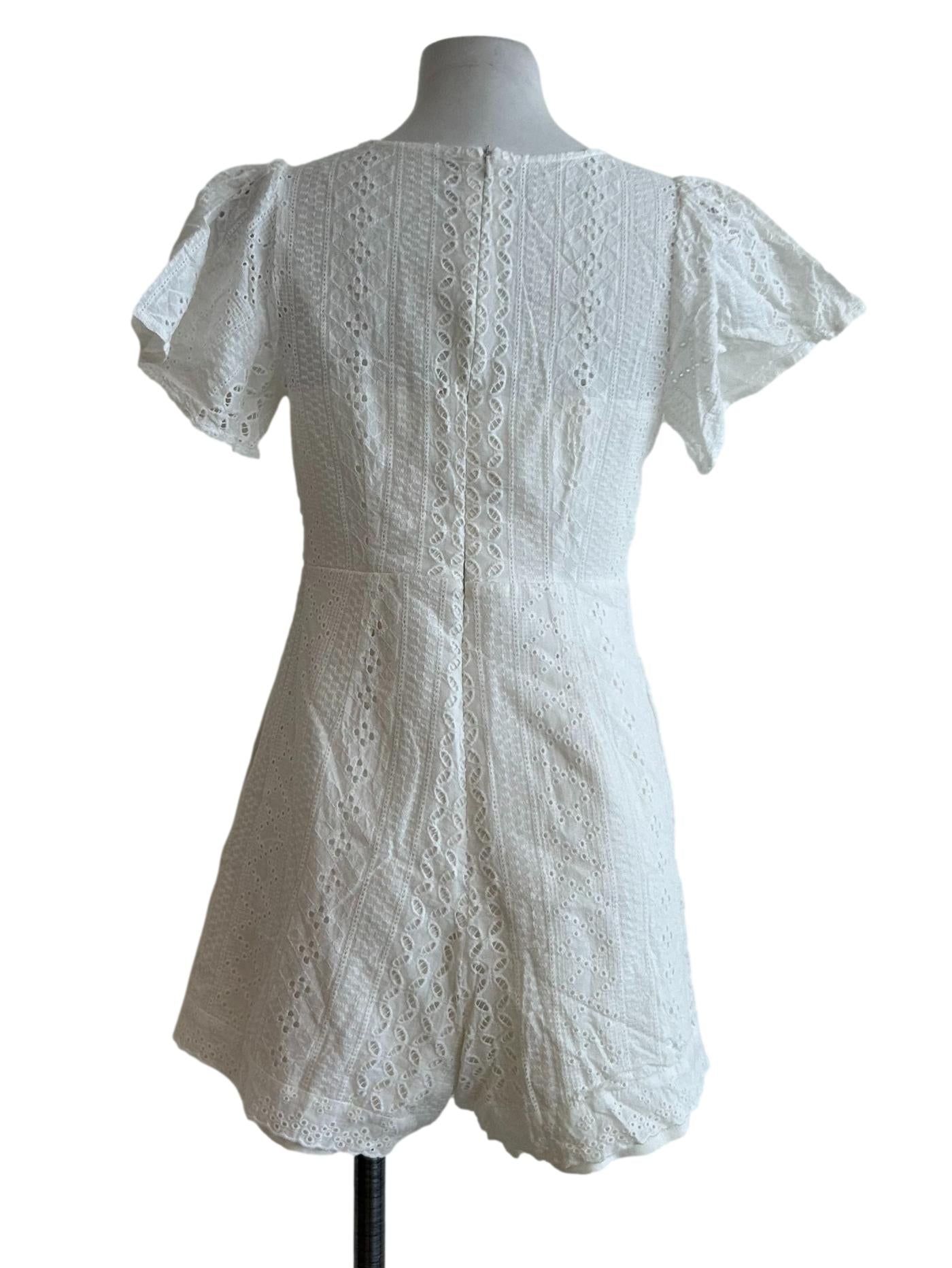 White Embroidered Rompers