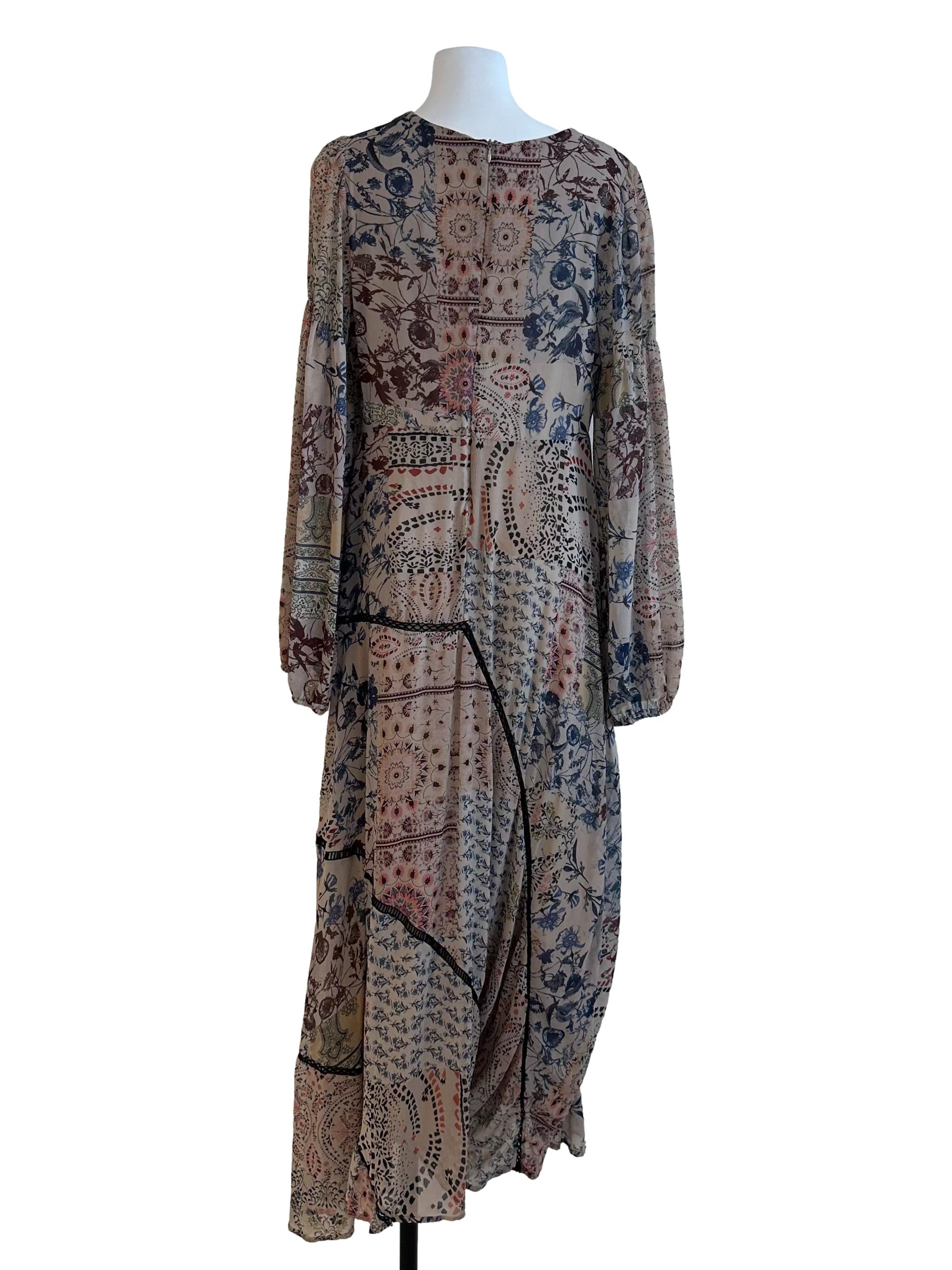 Hazel Beige Pattern V Neck Dress