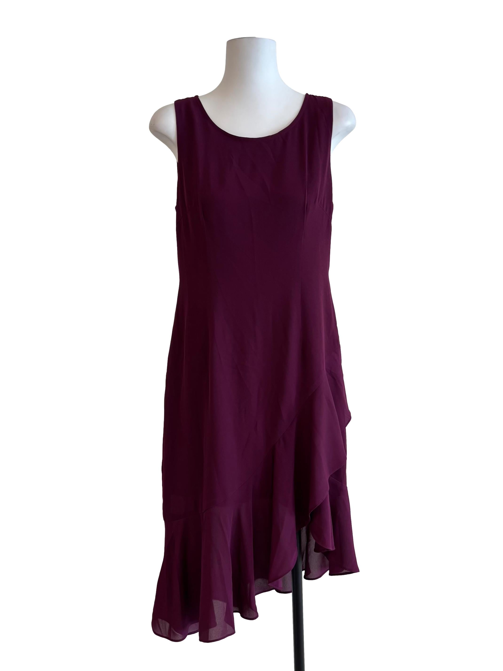 Tyrian Purple Sleeveless Ruffle Dress