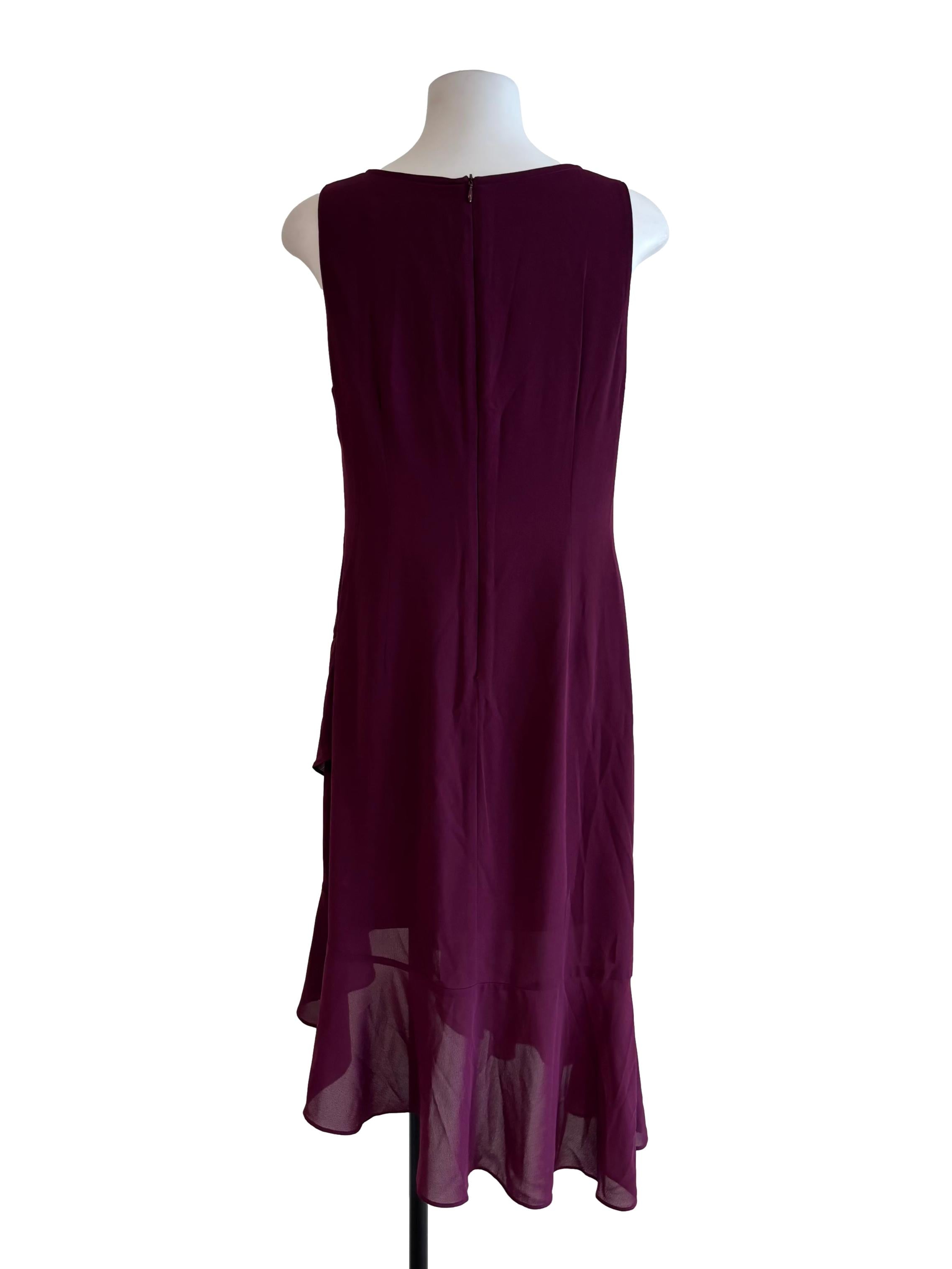 Tyrian Purple Sleeveless Ruffle Dress