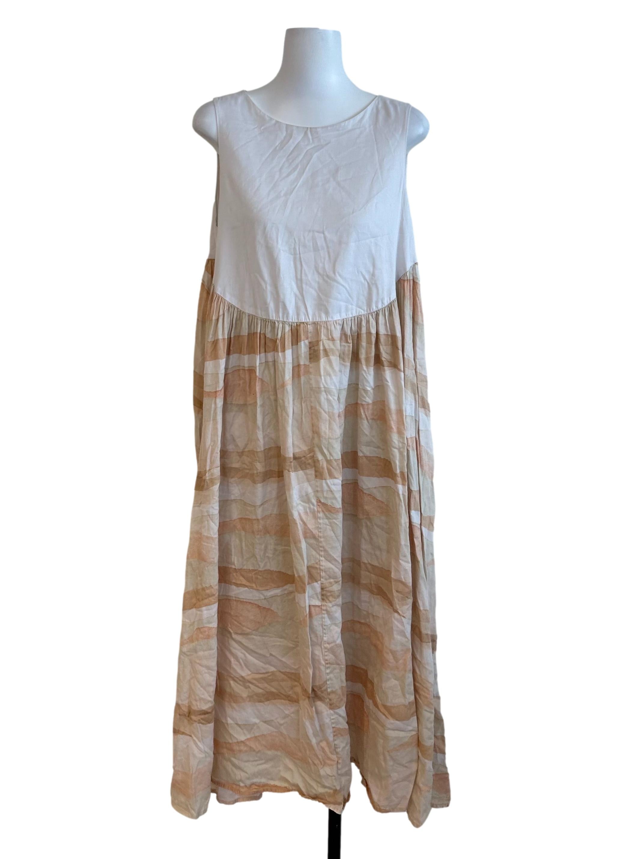 White Beige Pattern Tent Dress